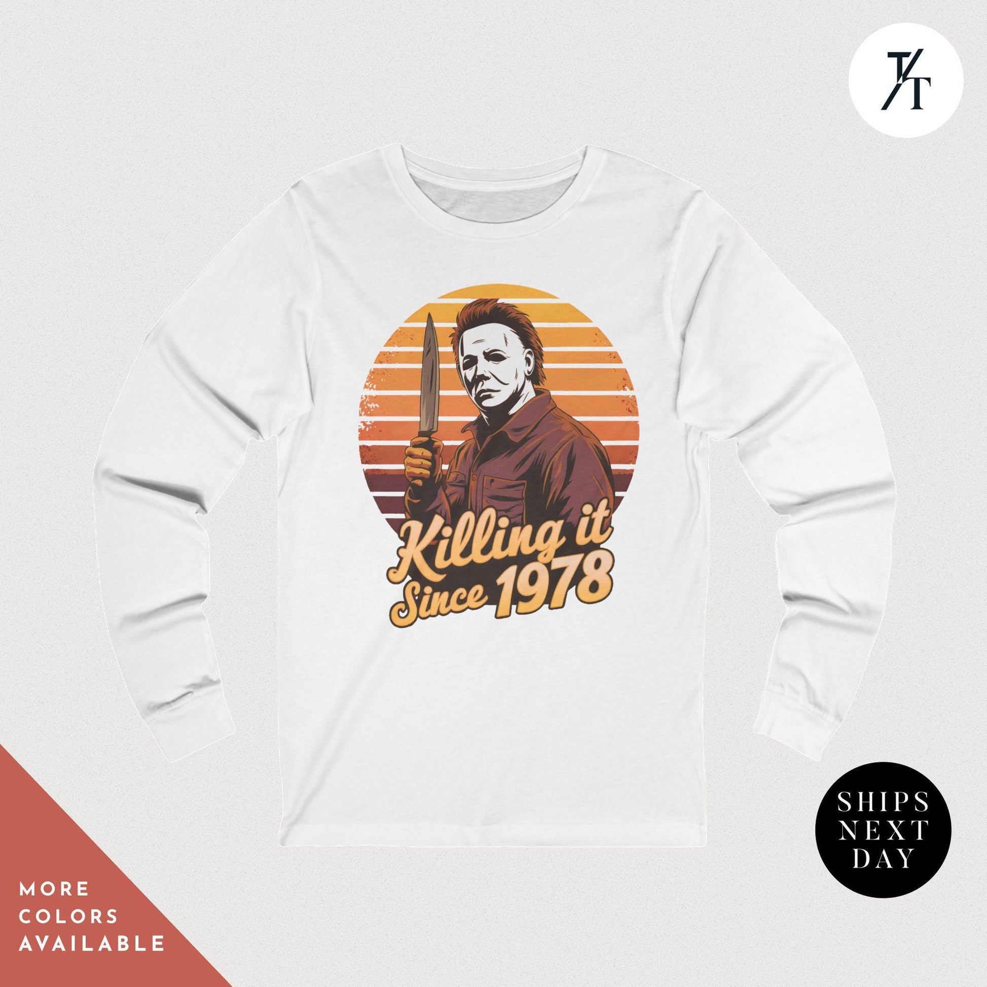 Long Sleeve Retro halloween 1978 t-shirt Michael Myers Shirt 1978 Halloween Movie Party Tee, Vintage John Carpenter, Spooky Season Scary