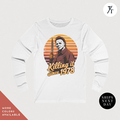 Long Sleeve Retro halloween 1978 t-shirt Michael Myers Shirt 1978 Halloween Movie Party Tee, Vintage John Carpenter, Spooky Season Scary