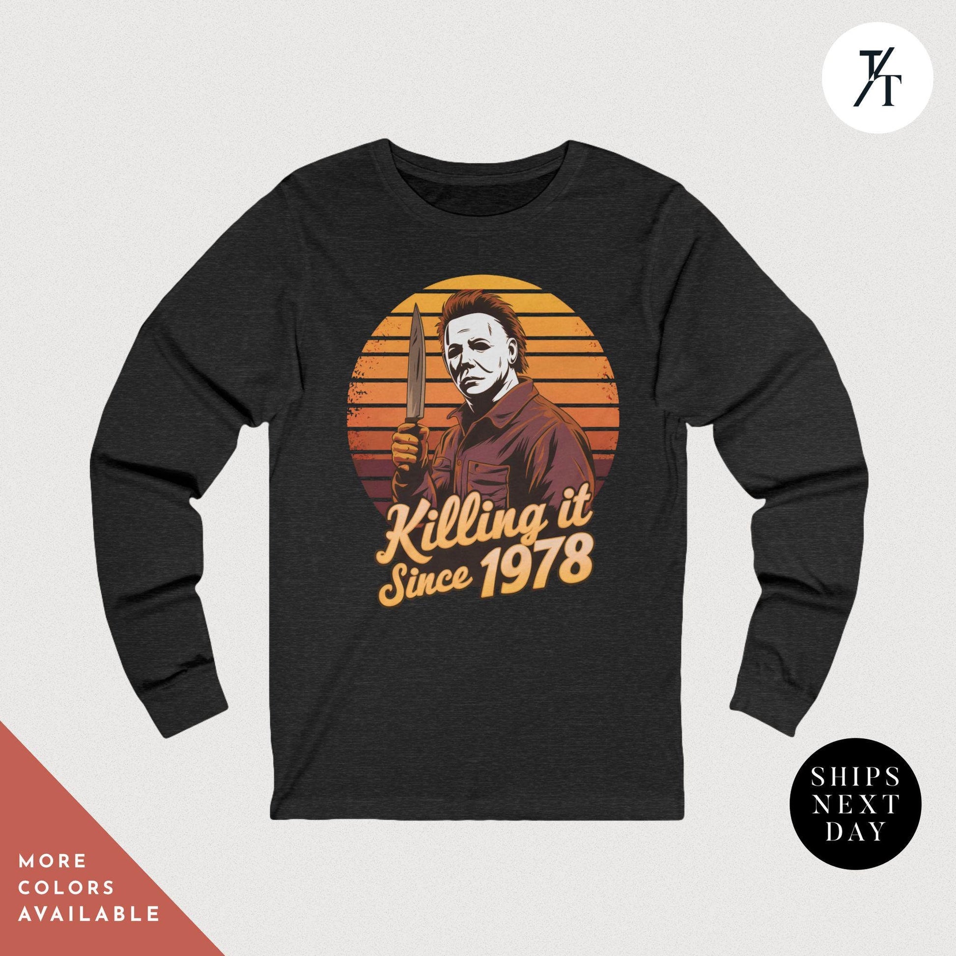 Long Sleeve Retro halloween 1978 t-shirt Michael Myers Shirt 1978 Halloween Movie Party Tee, Vintage John Carpenter, Spooky Season Scary