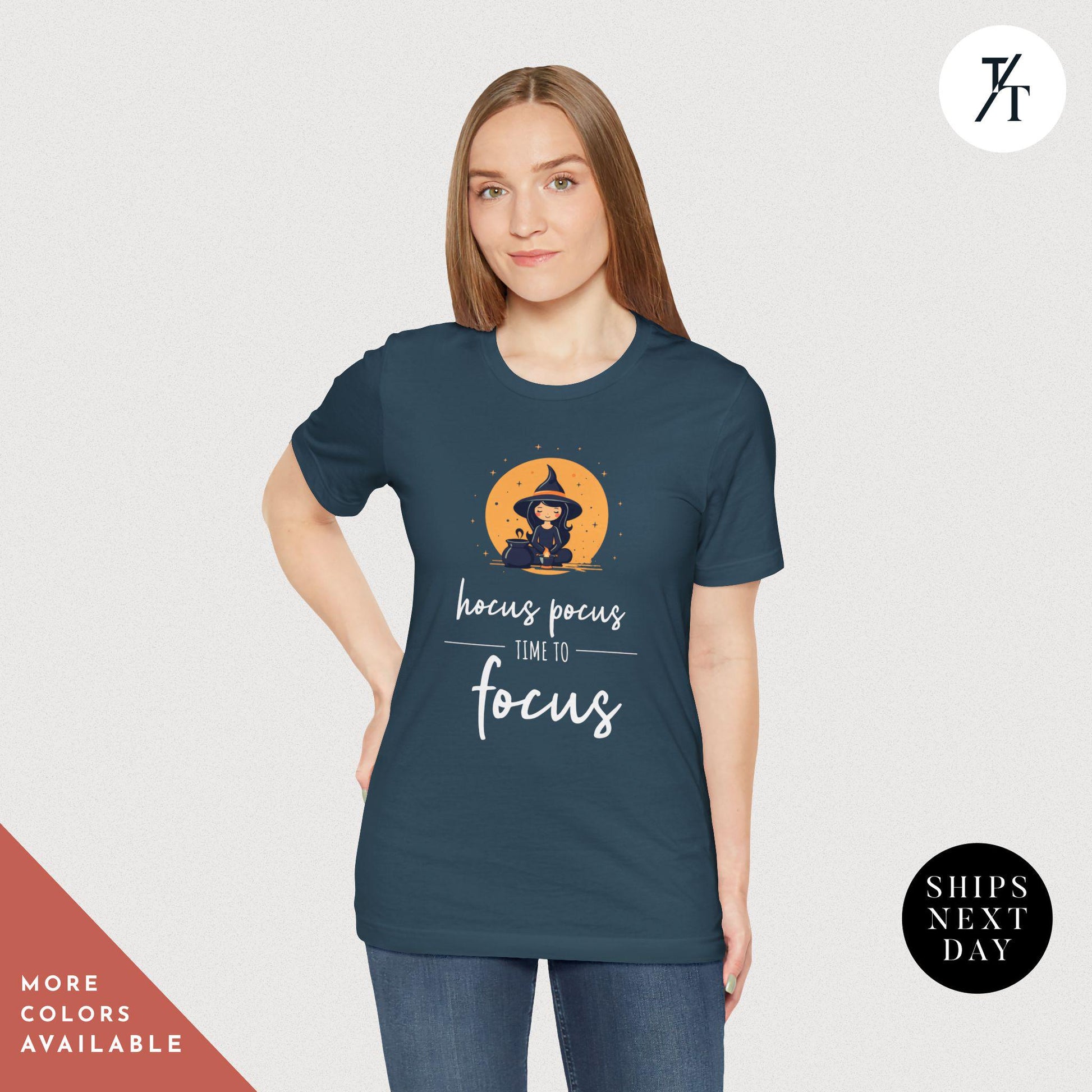 Hocus Pocus Time to Focus Teacher's Halloween Spooky Witch Retro T-Shirt, Cute classroom shirt, Fall Women's Vintage Graphic Tee