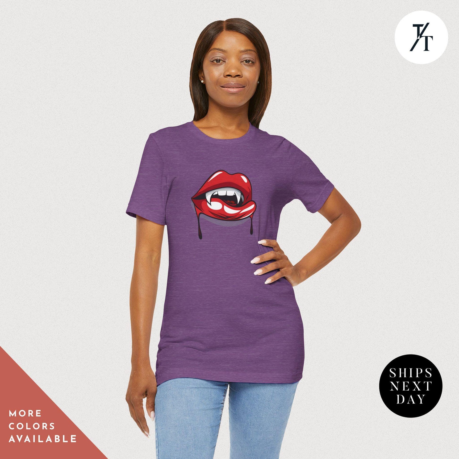 Halloween Vampire Lips Shirt, Vampire Fangs Shirt, Vampires Halloween Party Tee Vampires Shirts, Spooky Season Tee, Trick Or Treat tshirt