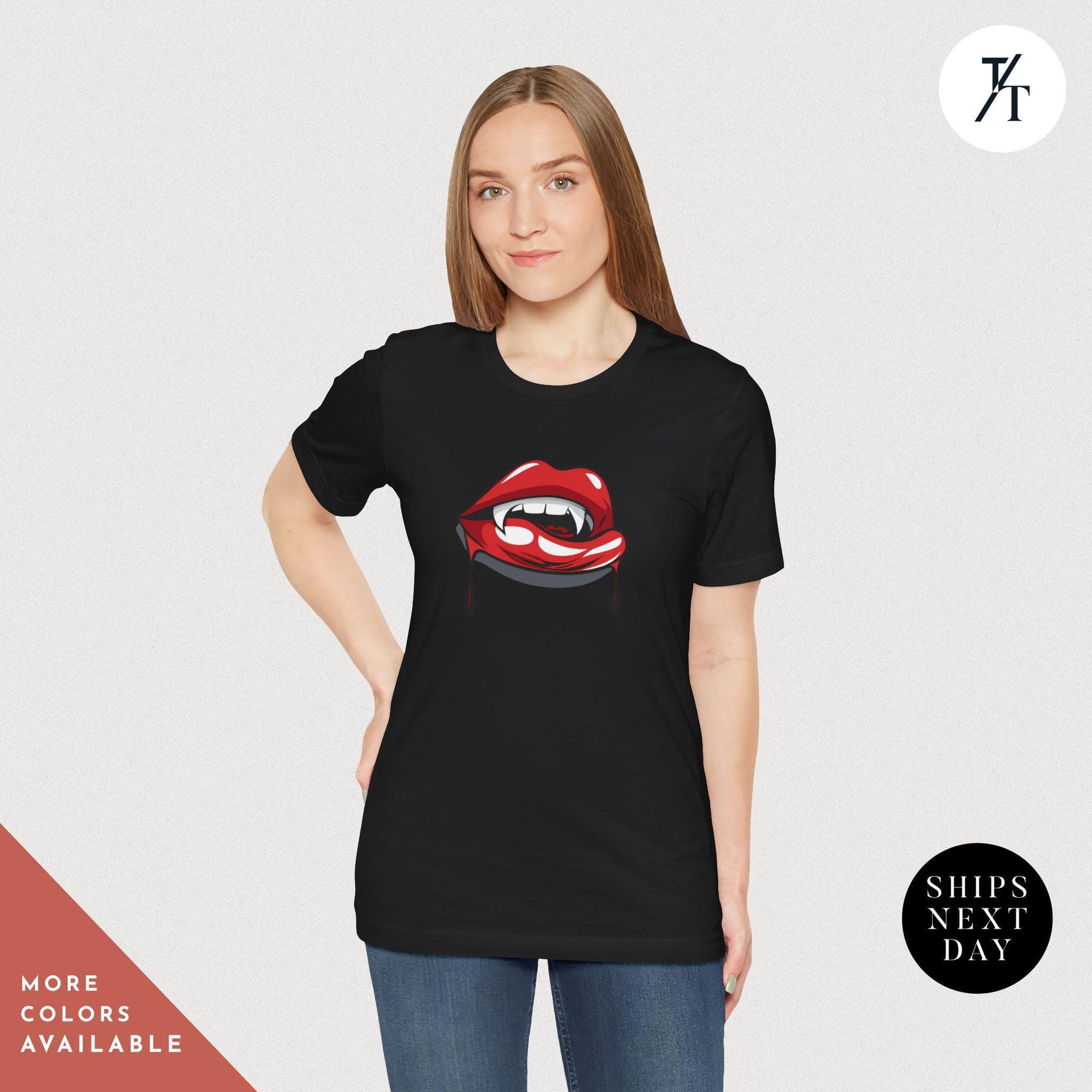 Halloween Vampire Lips Shirt, Vampire Fangs Shirt, Vampires Halloween Party Tee Vampires Shirts, Spooky Season Tee, Trick Or Treat tshirt