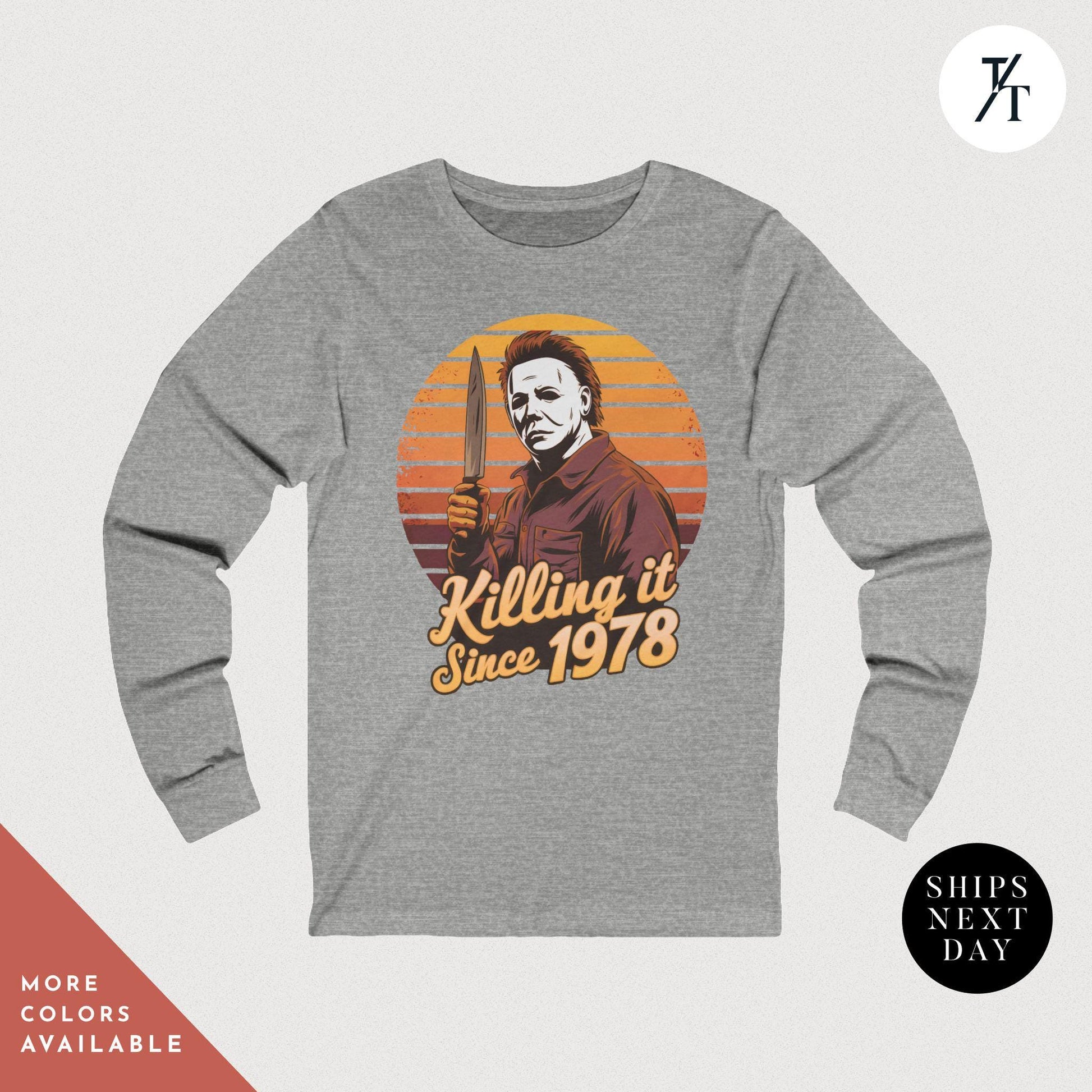 Long Sleeve Retro halloween 1978 t-shirt Michael Myers Shirt 1978 Halloween Movie Party Tee, Vintage John Carpenter, Spooky Season Scary