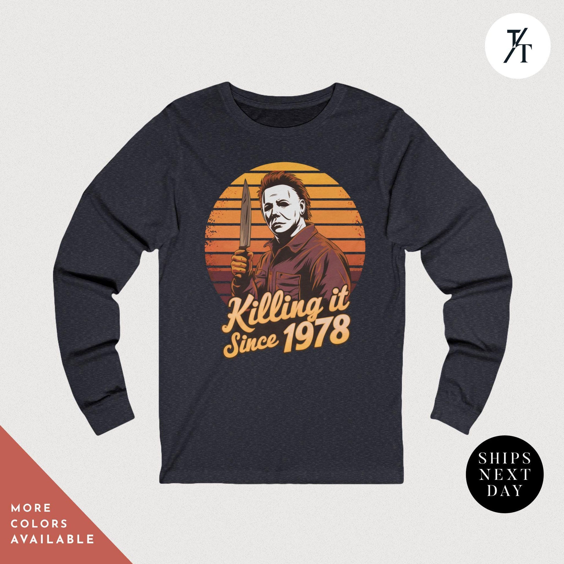 Long Sleeve Retro halloween 1978 t-shirt Michael Myers Shirt 1978 Halloween Movie Party Tee, Vintage John Carpenter, Spooky Season Scary