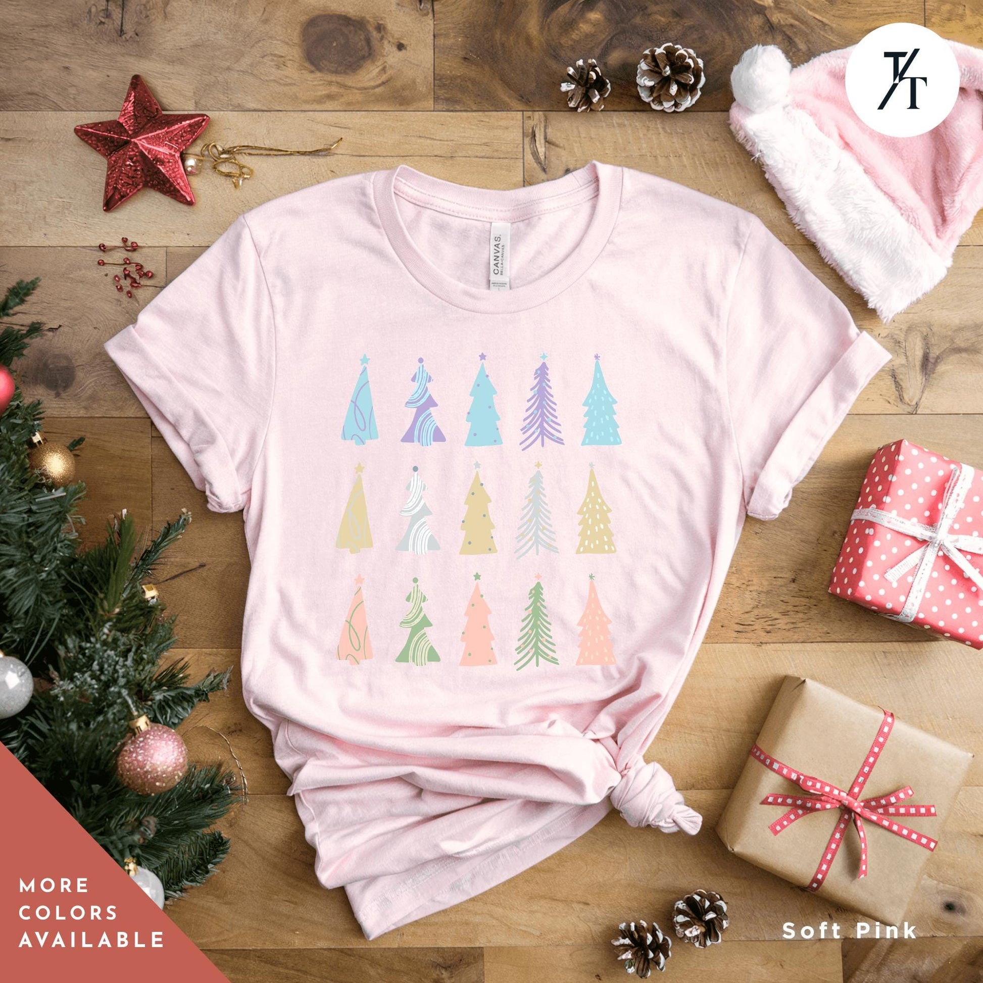 a t - shirt with a christmas tree design on it, Coquette Christmas Tree Shirt, Pine Tree Watercolor tee, North Pole Christmas Farm Shirt, Xmas Gift, Farm Fresh Xmas, Women Holiday Tee,