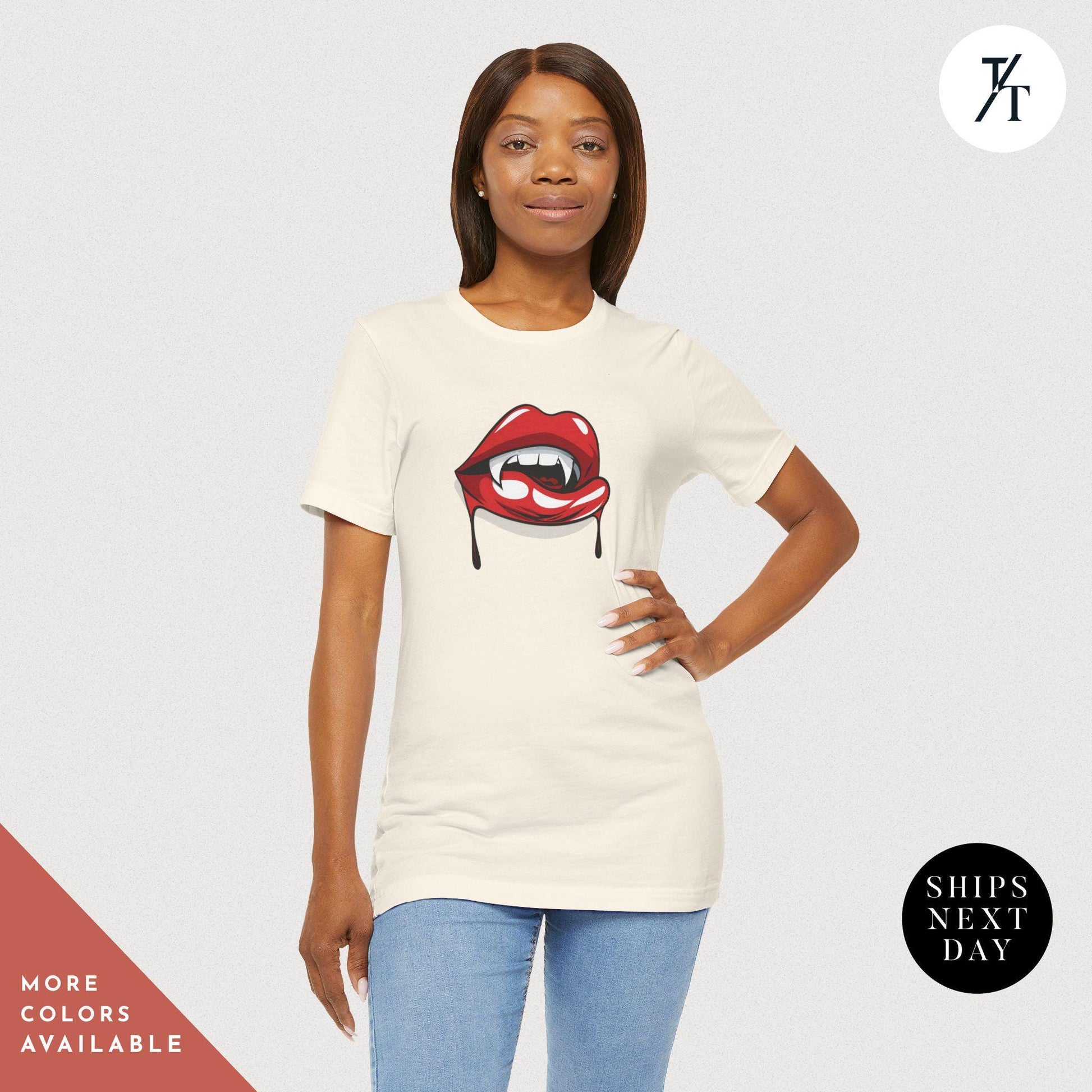 Halloween Vampire Lips Shirt, Vampire Fangs Shirt, Vampires Halloween Party Tee Vampires Shirts, Spooky Season Tee, Trick Or Treat tshirt