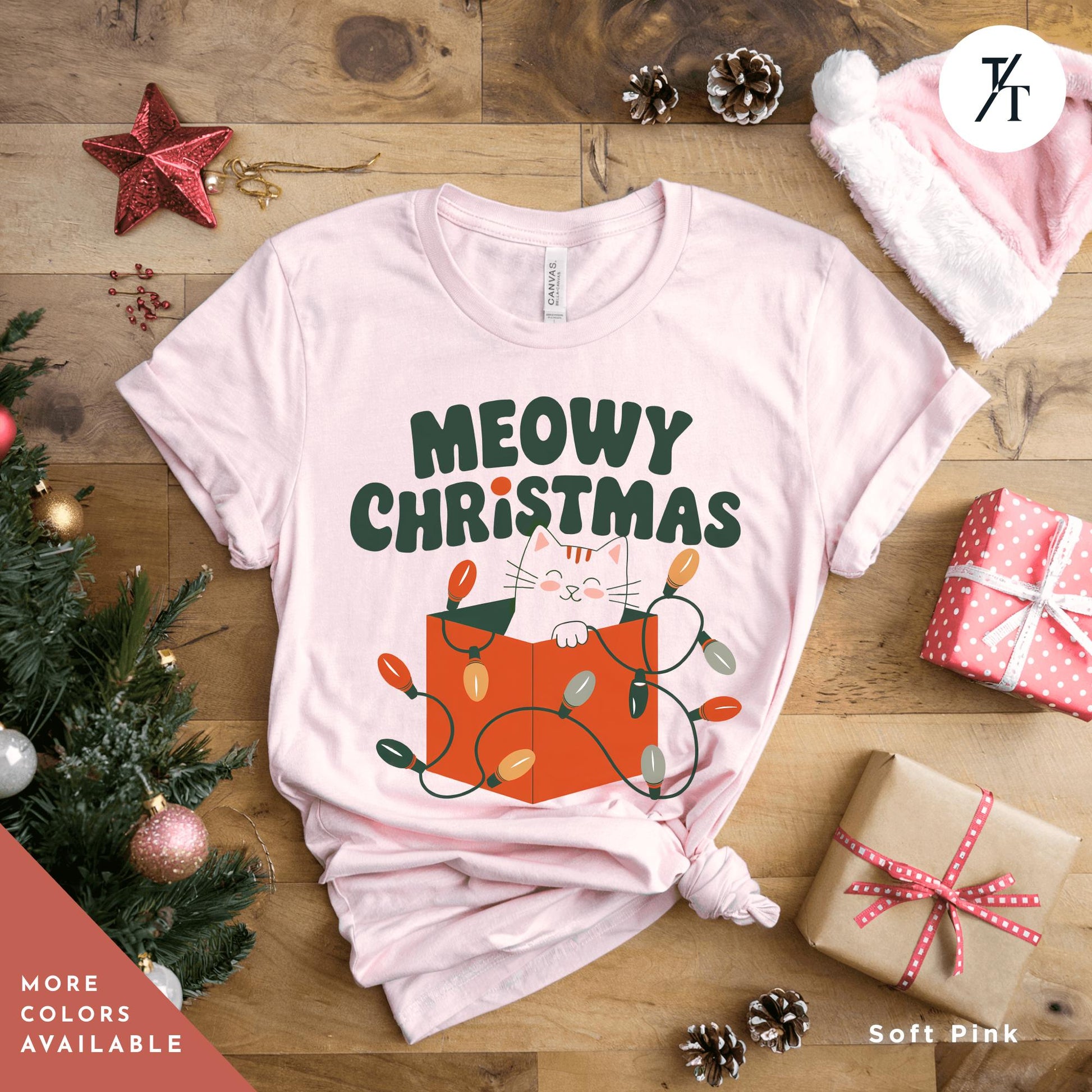 a t - shirt that says meowy christmas with a cat on it, Meowy Christmas black cat christmas lights Shirt, Xmas Black Cats Shirt, Gift For Cat Lover Shirts, Gift For CatMom, Holiday Meowy Xmas Tee