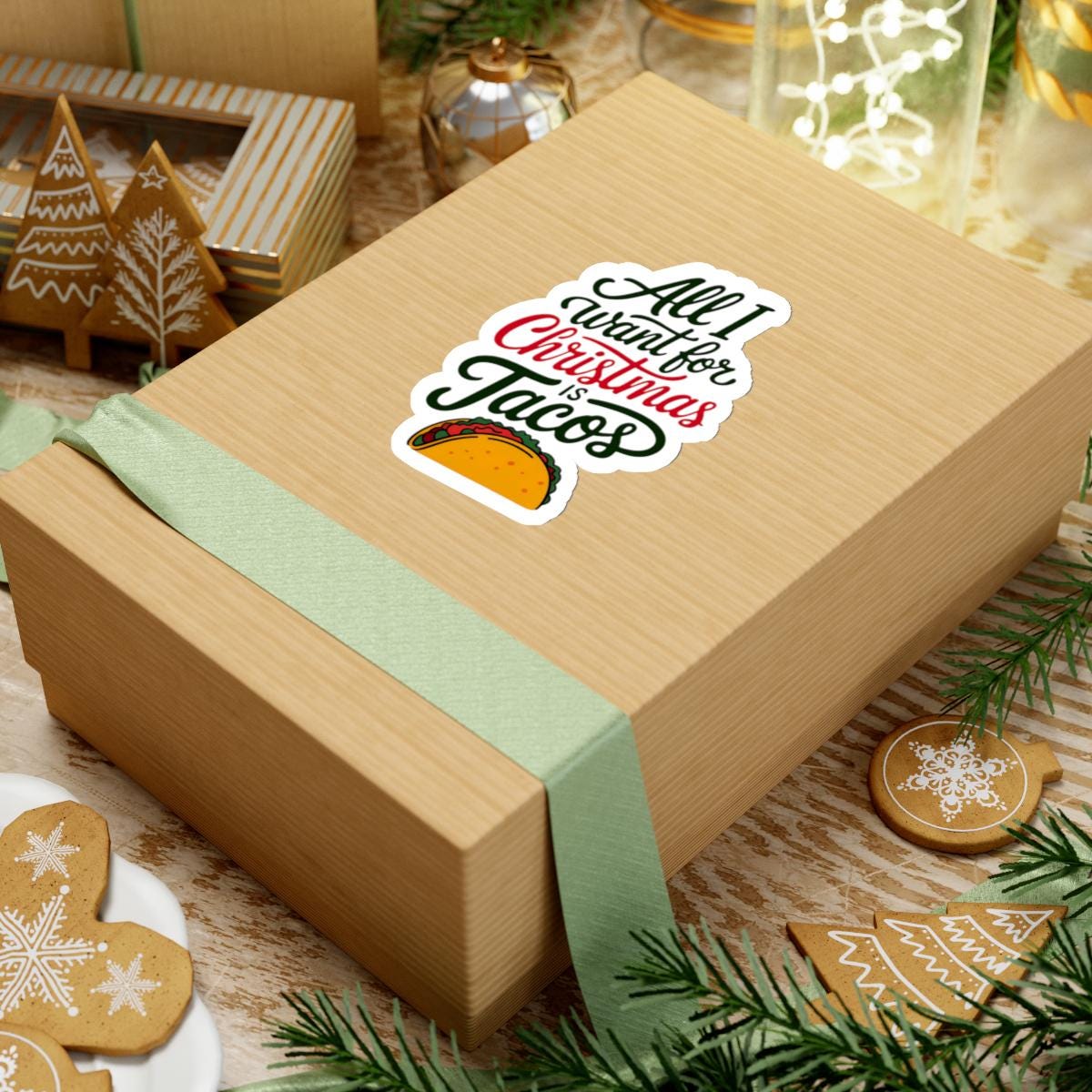 christmas taco sticker, Stocking Stuffer, Water Bottle Sticker, Taco Lover Gift, Food Stickers, Christmas Gift Idea, Tacos Stickers