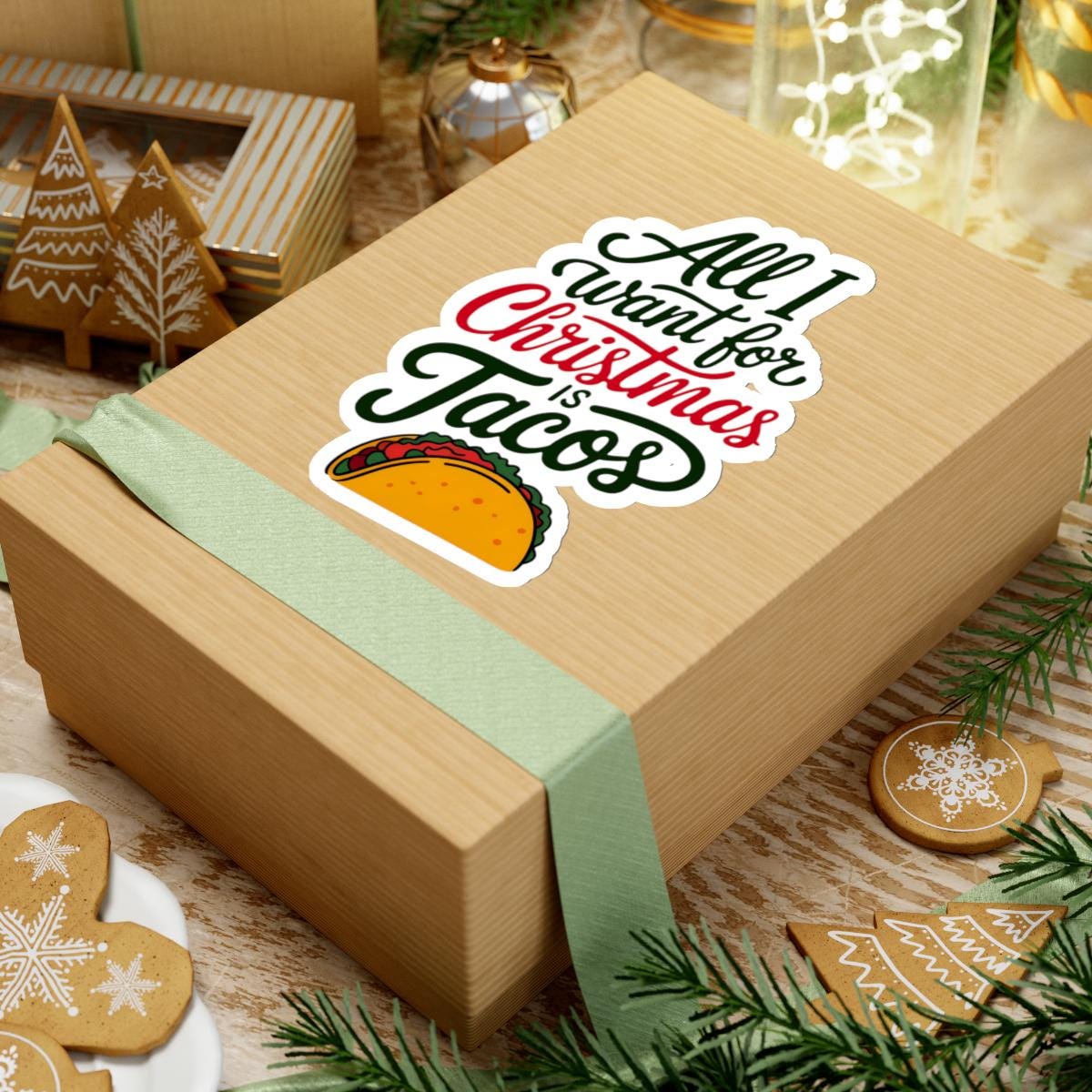 christmas taco sticker, Stocking Stuffer, Water Bottle Sticker, Taco Lover Gift, Food Stickers, Christmas Gift Idea, Tacos Stickers