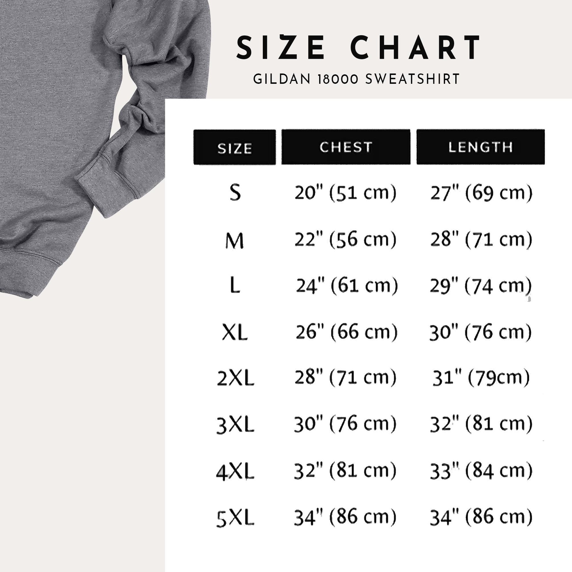 the size chart for a long sleeved shirt