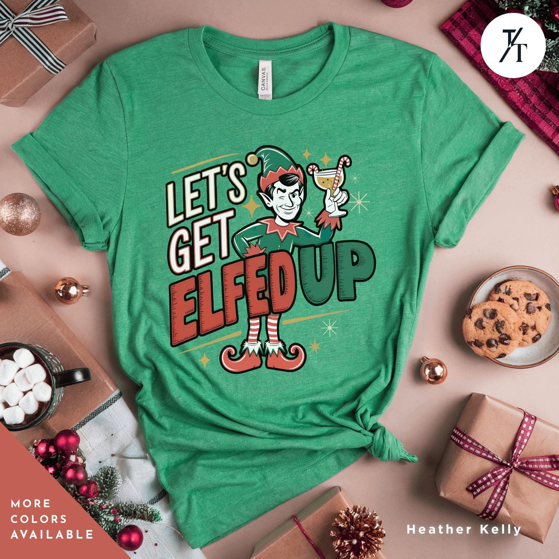 a green t - shirt with the words let&#39;s get elf up on it, Lets Get Elfed up shirt Christmas Elf Shirt Let&#39;S Get Elfed Up Funny Christmas Party Adult Drinking Humor Elf Shirt, Holiday Party Shirts