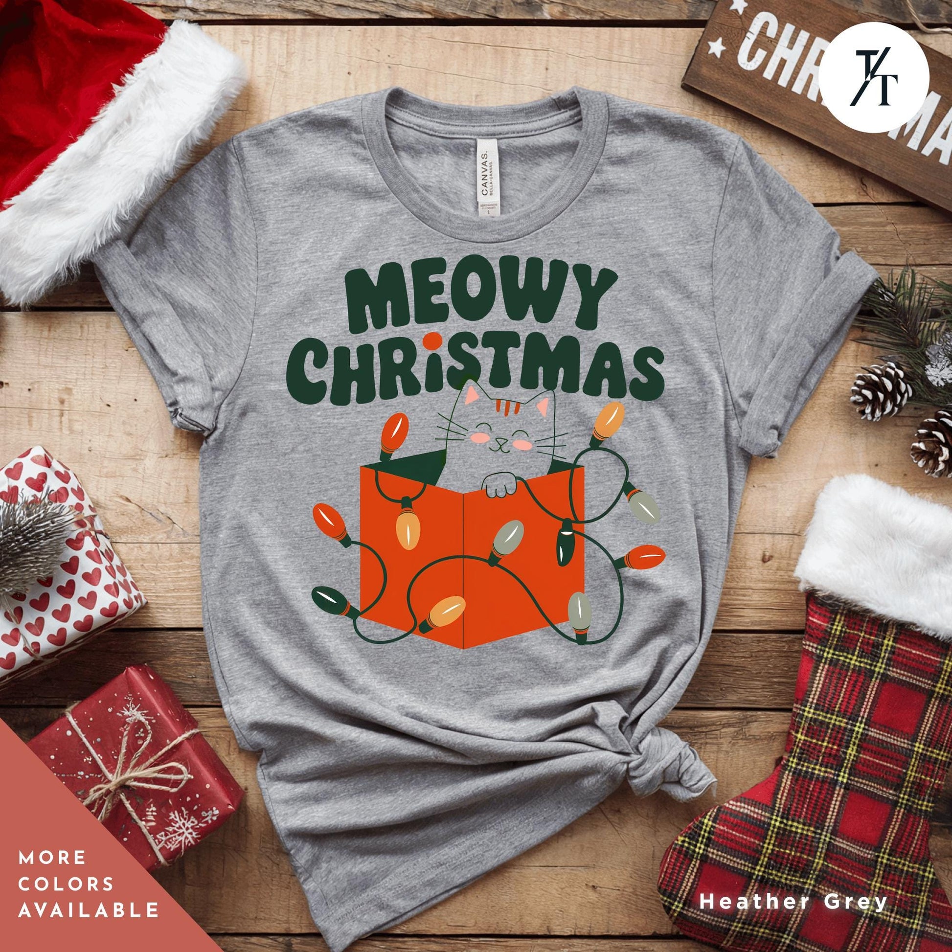 a t - shirt that says meowy christmas on it, Meowy Christmas black cat christmas lights Shirt, Xmas Black Cats Shirt, Gift For Cat Lover Shirts, Gift For CatMom, Holiday Meowy Xmas Tee