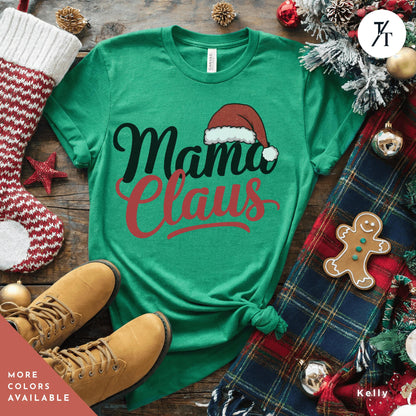 a t - shirt that says mama claus with a santa hat on it, Mama Claus Shirt, Retro Christmas Coquette Merry Mama Christmas Mama Shirt Social Club shirts, Pink Xmas, Funny Xmas Mom shirts, Holiday Mom
