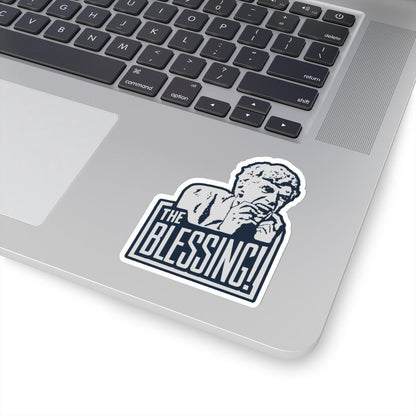 a laptop with a sticker of a man smoking a cigarette, National Lampoons Decal, Christmas Vacation stickers, Uncle Lewis Stocking Stuffer, Funny You Serious Clark Christmas Vinyl Laptop Stickers