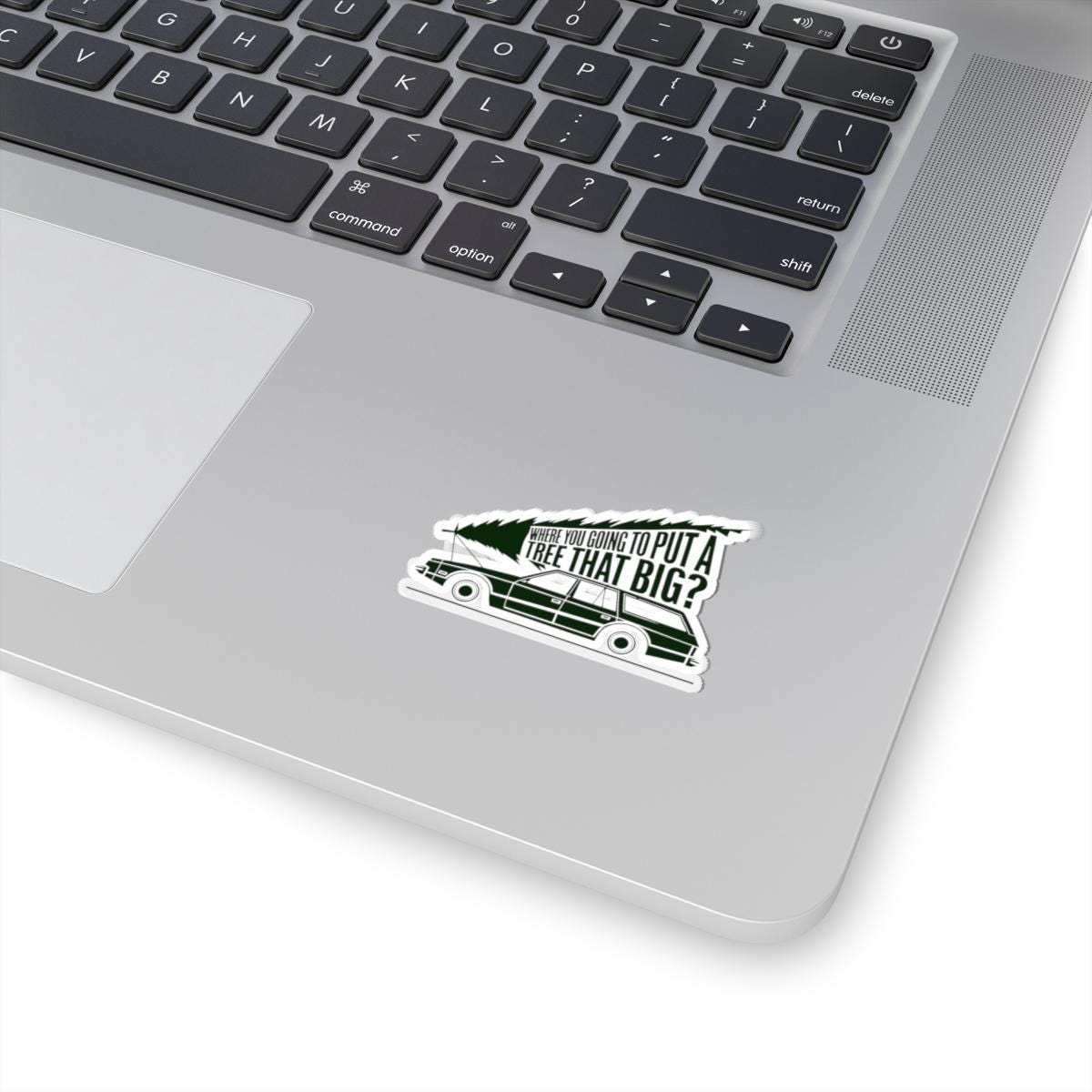 a laptop with a sticker of a bus on it, National Lampoons Decal, Christmas Vacation stickers, Chevy Chase Stocking Stuffer, Funny You Serious Clark Christmas Vinyl Laptop Stickers