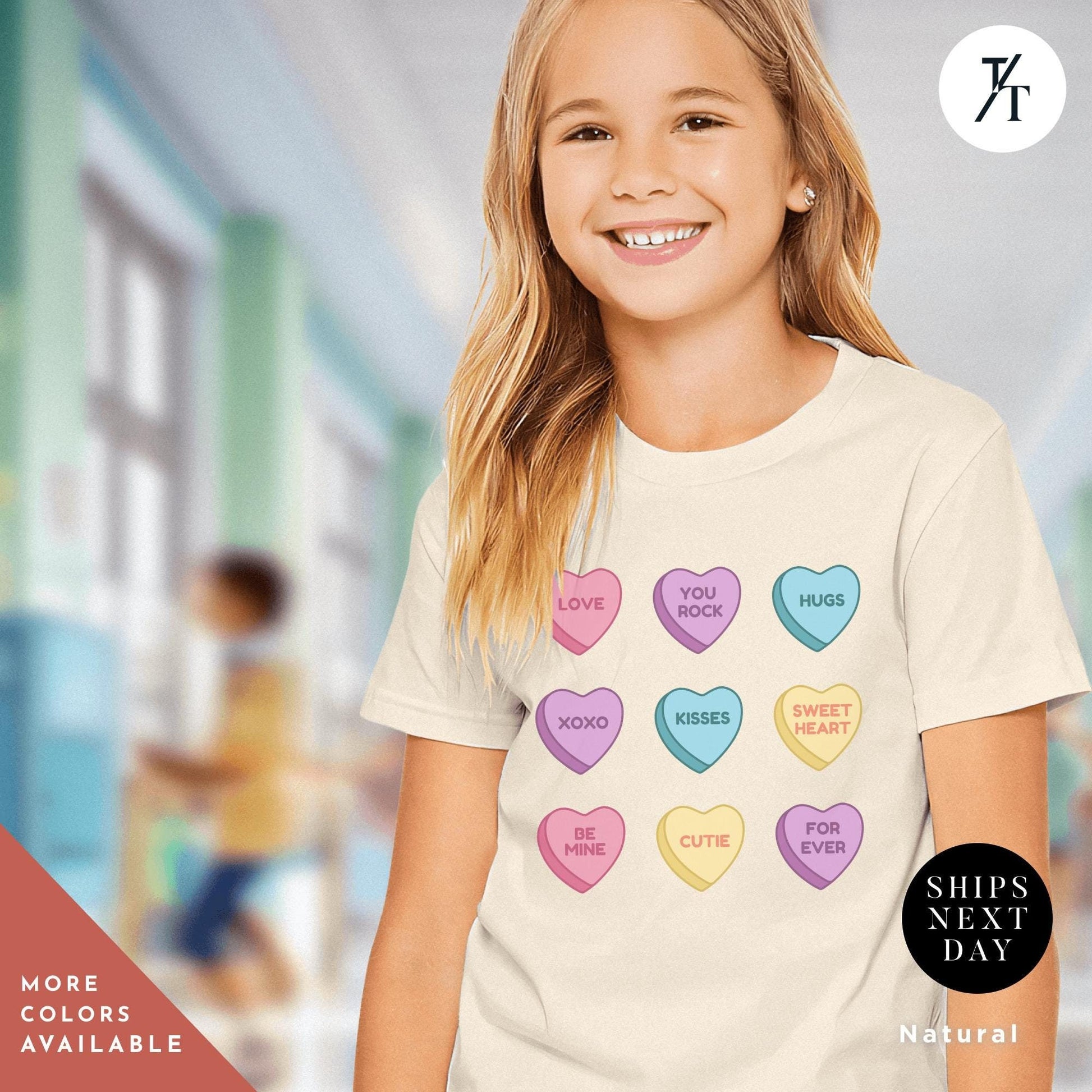 Candy Hearts Valentines day shirt for girls Valentines Day, Girl Valentine Shirt, Valentine Kid Shirts Outfit, Youth Heart Shirts, Kids tee