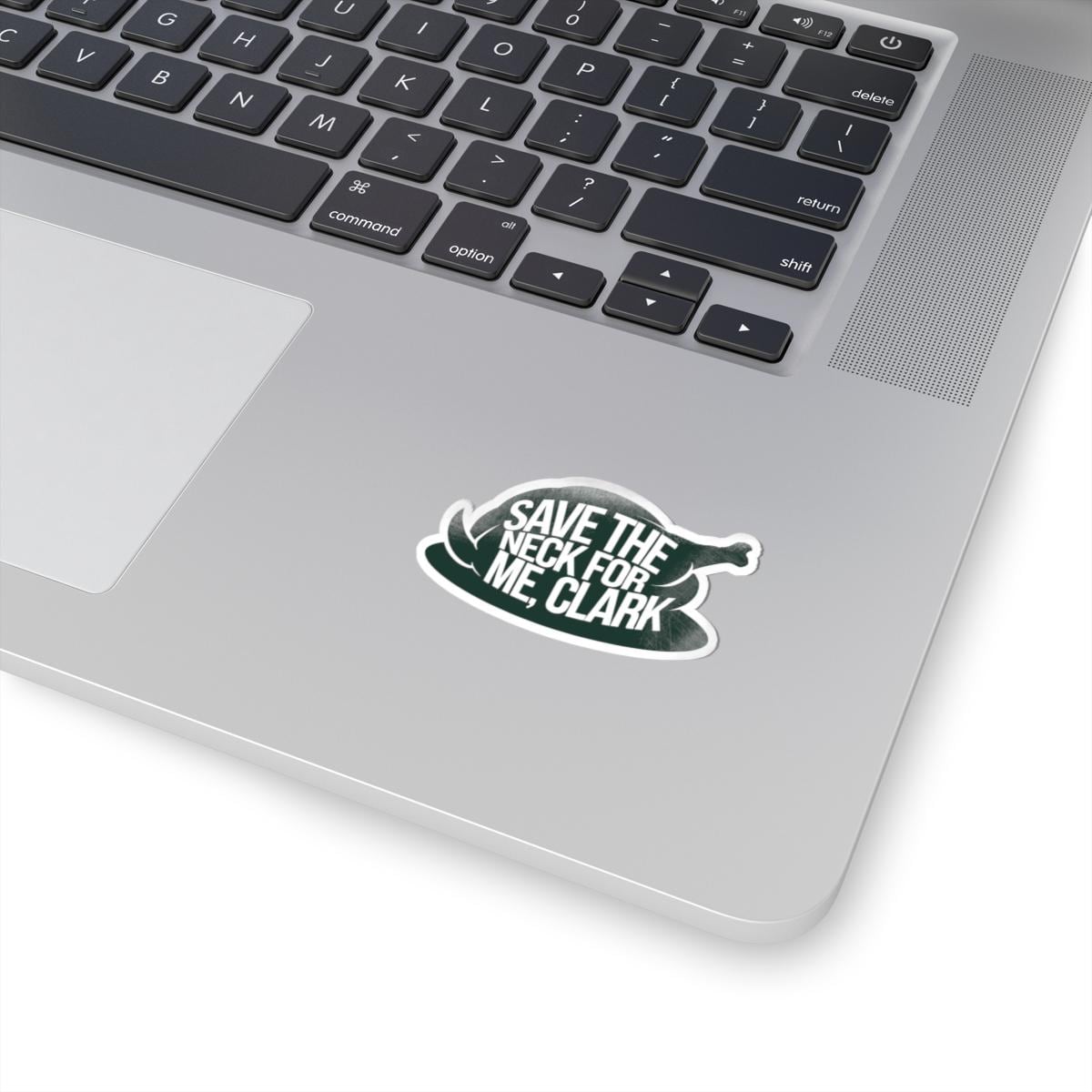 a laptop computer with a sticker on it, National Lampoons Decal, Christmas Vacation stickers, Chevy Chase Stocking Stuffer, Funny You Serious Clark Christmas Vinyl Laptop Stickers