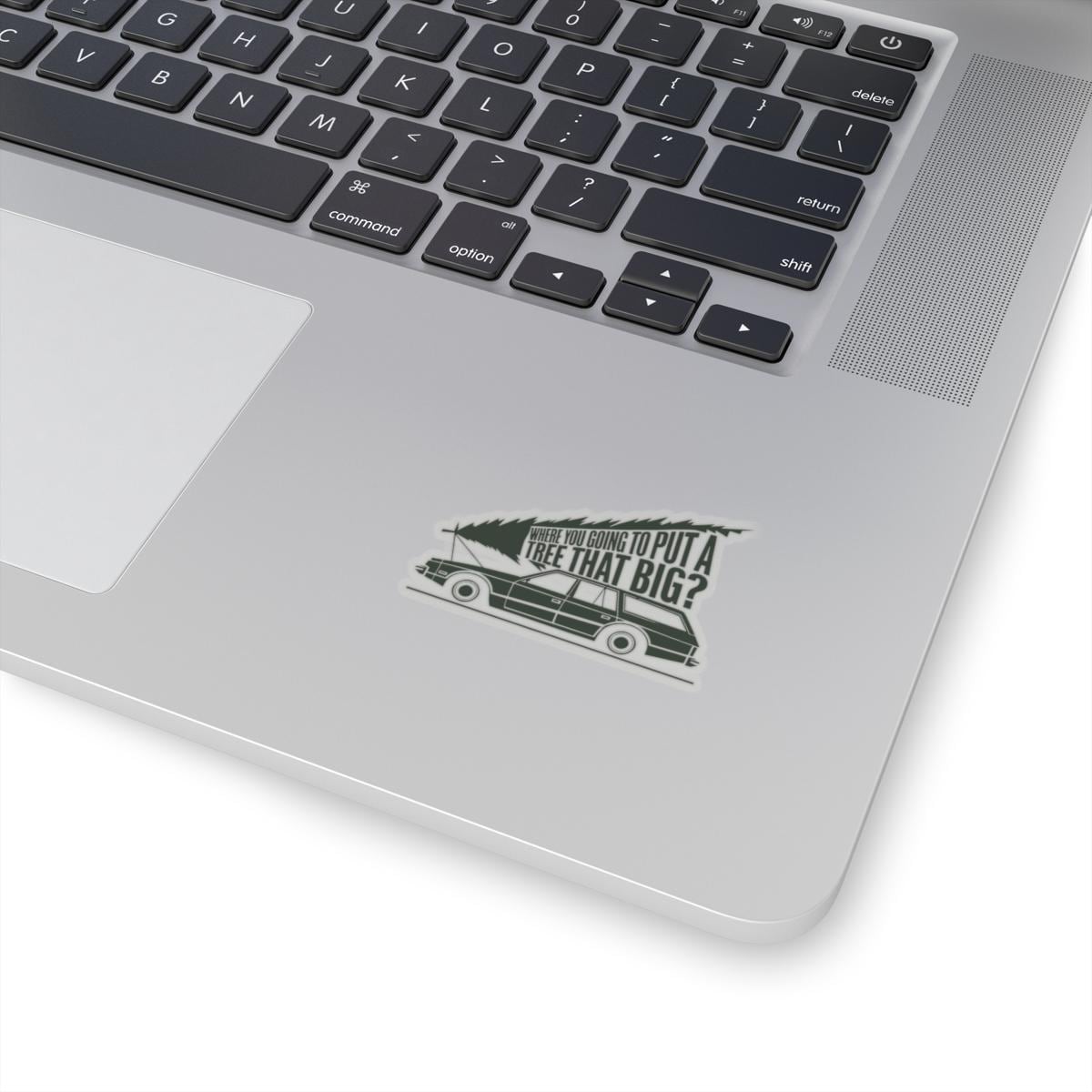a laptop computer with a sticker on it, National Lampoons Decal, Christmas Vacation stickers, Chevy Chase Stocking Stuffer, Funny You Serious Clark Christmas Vinyl Laptop Stickers