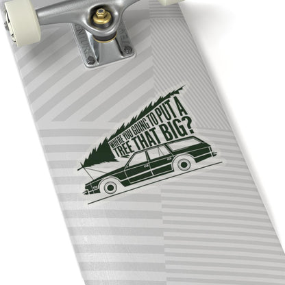 a skateboard with a picture of a car on it, National Lampoons Decal, Christmas Vacation stickers, Chevy Chase Stocking Stuffer, Funny You Serious Clark Christmas Vinyl Laptop Stickers