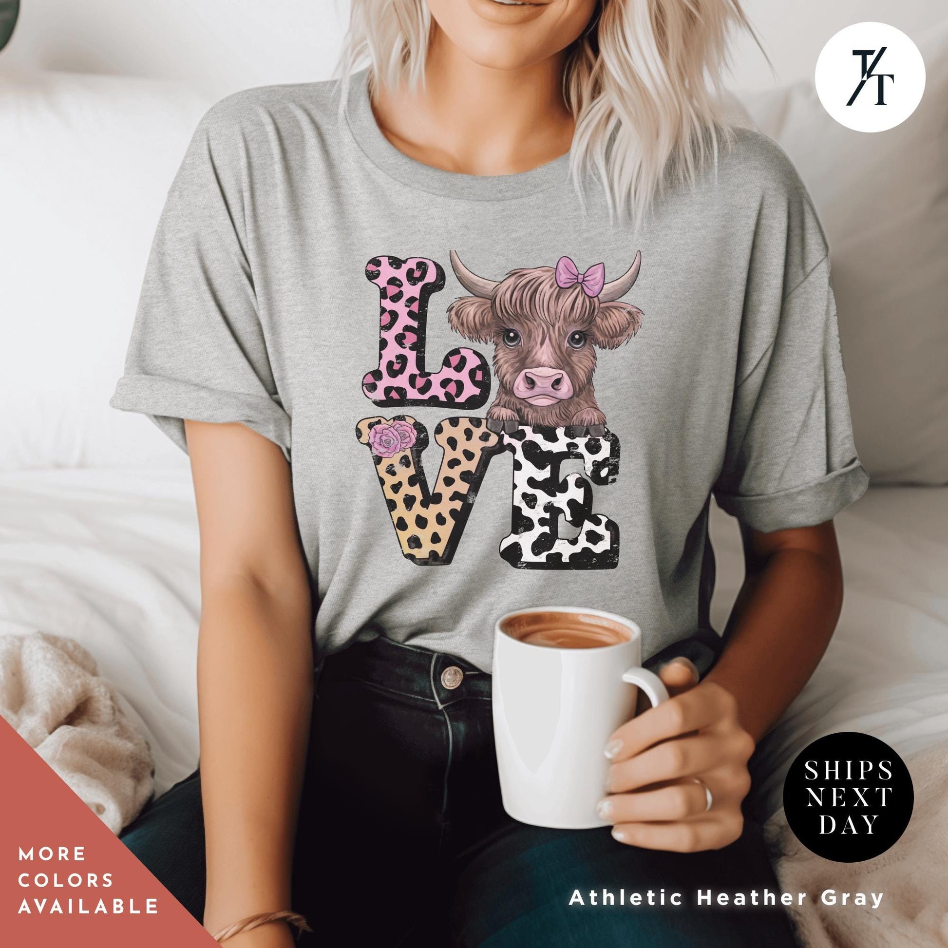 Highland Cow Valentines coquette tshirt, Highland Cow Valentine Shirt Valentine Heart Shirt, Love Valentines Coquette Cows tee