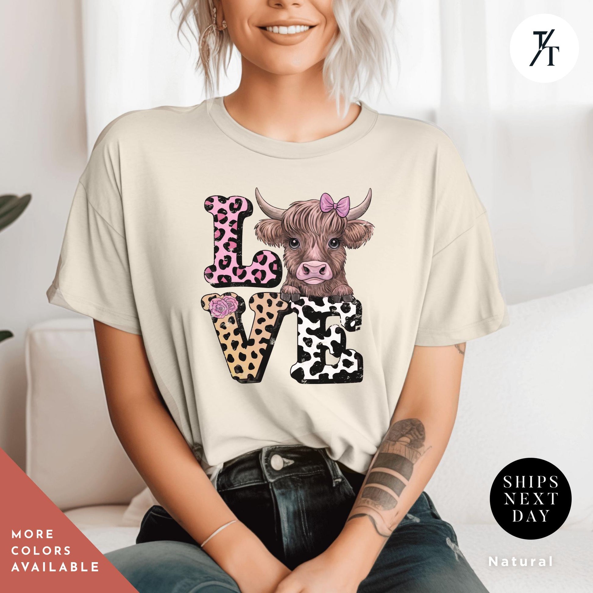 Highland Cow Valentines coquette tshirt, Highland Cow Valentine Shirt Valentine Heart Shirt, Love Valentines Coquette Cows tee