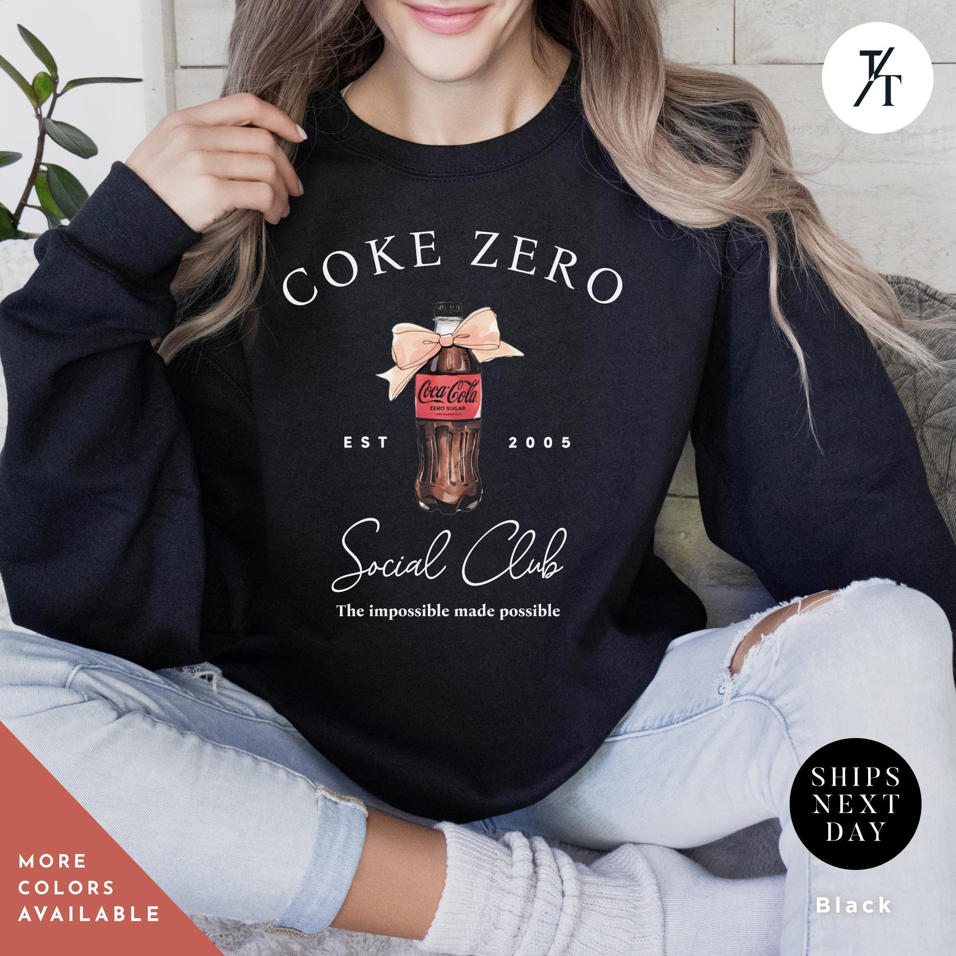 Coke Zero And Bow I need a coke zero sweatshirt Coquette Sweater Pink Bow Soda Crewneck sweatshirt, Diet Coca Cola Shirt, I Need A Diet cola