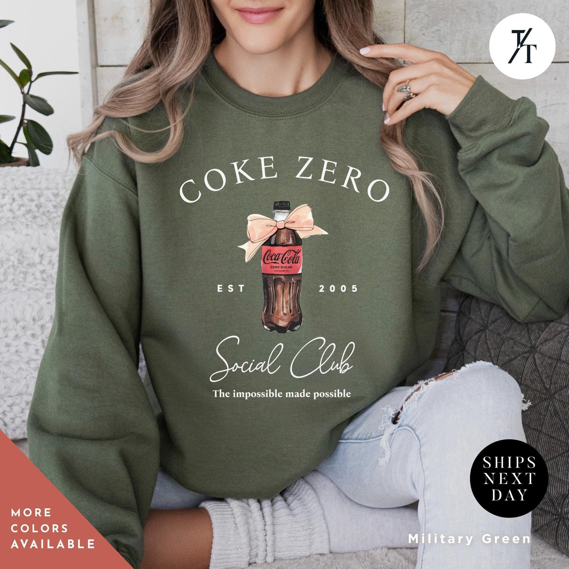 Coke Zero And Bow I need a coke zero sweatshirt Coquette Sweater Pink Bow Soda Crewneck sweatshirt, Diet Coca Cola Shirt, I Need A Diet cola