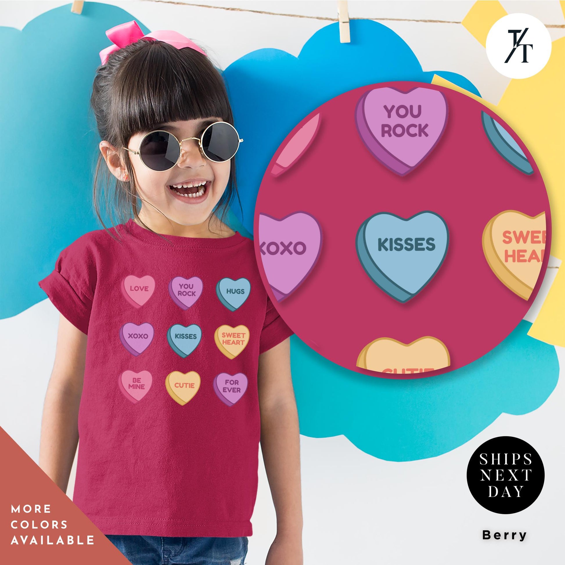 Candy Hearts Valentines day shirt for girls Valentines Day, Girl Valentine Shirt, Valentine Kid Shirts Outfit, Youth Heart Shirts, Kids tee