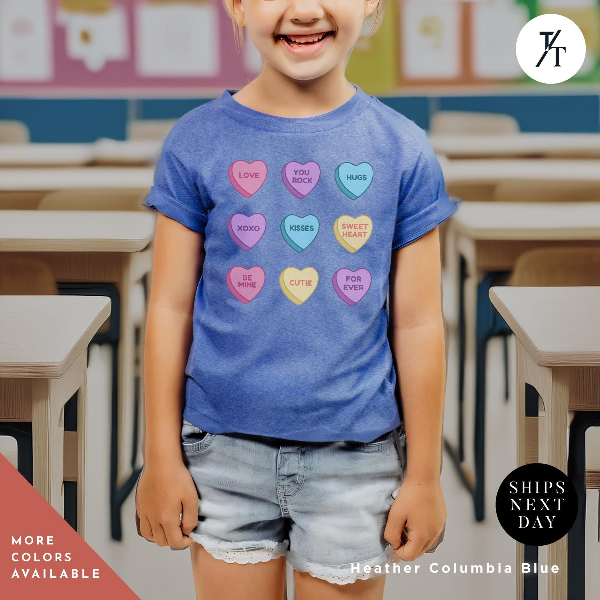 Candy Hearts Valentines day shirt for girls Valentines Day, Girl Valentine Shirt, Valentine Kid Shirts Outfit, Youth Heart Shirts, Kids tee