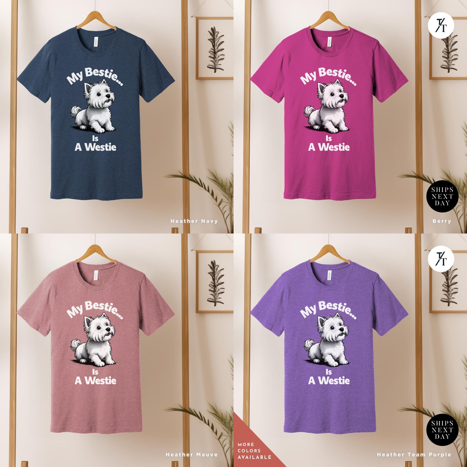 my bestie is a westie shirt, Westie Dog Shirt | Animal Shirts | West Highland Dogs Lover tee, Westies Gift For Dogs Lovers, Dog Owner Shirts