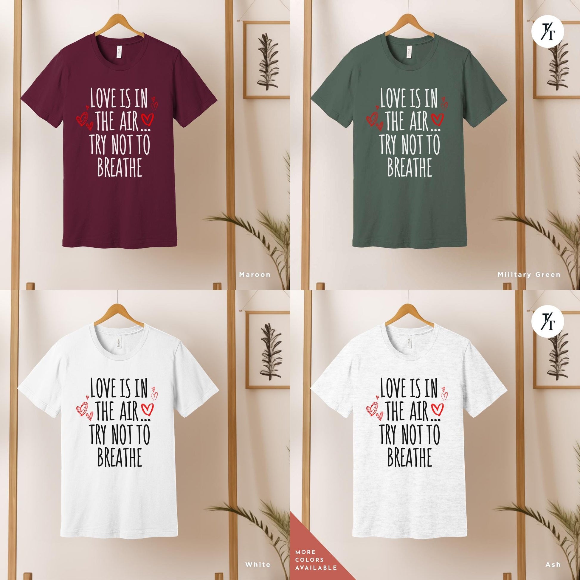 Love is in the air try not to breathe shirt, Funny Valentines Day Shirt | Anti Valentine Gift for women | Cute Tee | Dark Humor for Singles