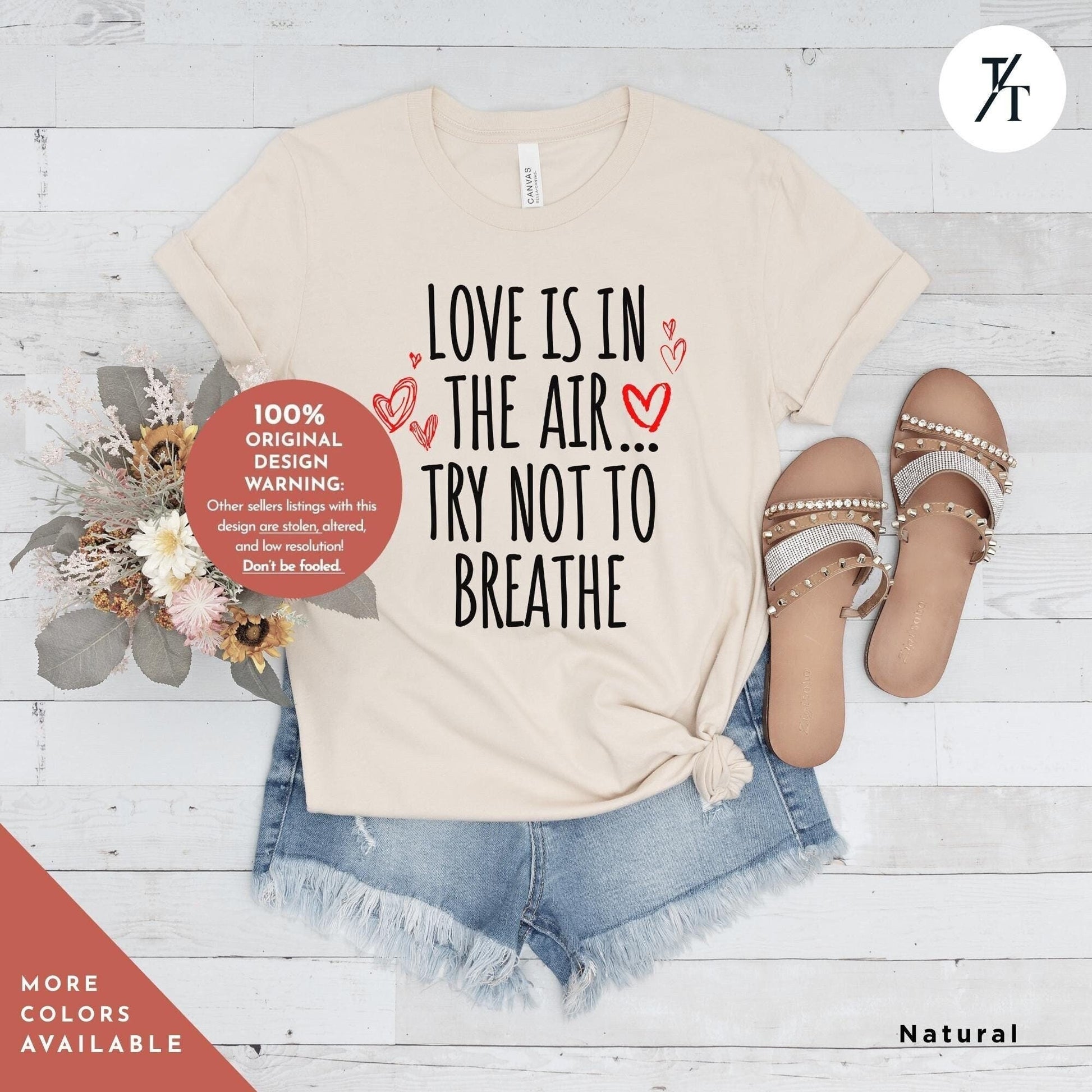 Love is in the air try not to breathe shirt, Funny Valentines Day Shirt | Anti Valentine Gift for women | Cute Tee | Dark Humor for Singles