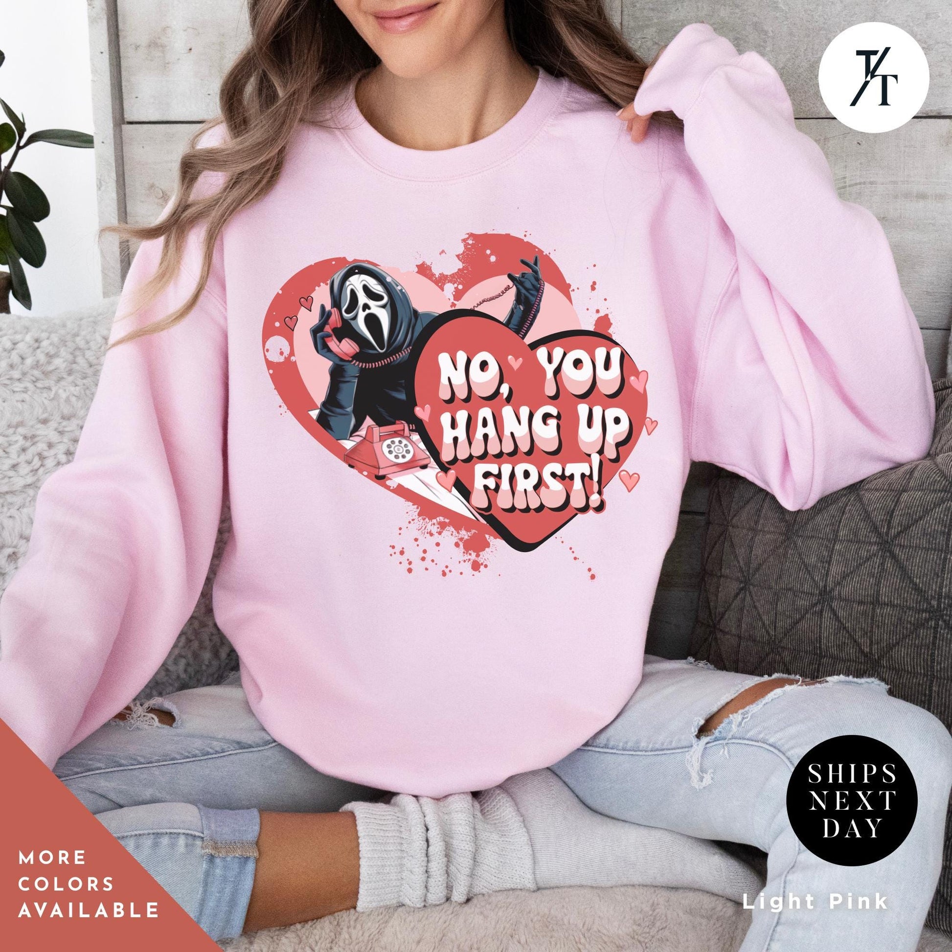 No you hang up scream sweatshirt Ghostface valentines day Shirt, Horror Valentines Ghostface Sweatshirt, Horror Movie Funny Valentines Tee