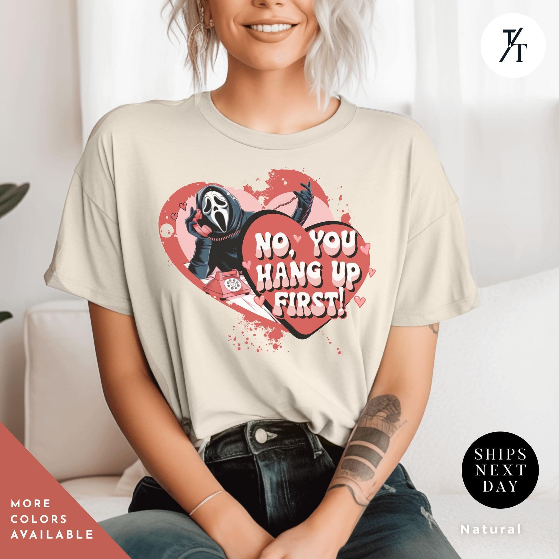 No You Hang Up Valentine Shirt, Valentine Day Shirt, Funny Valentines Tee, Ghostface Scream Shirt, Mom Shirt, Funny Valentines Gift For Her