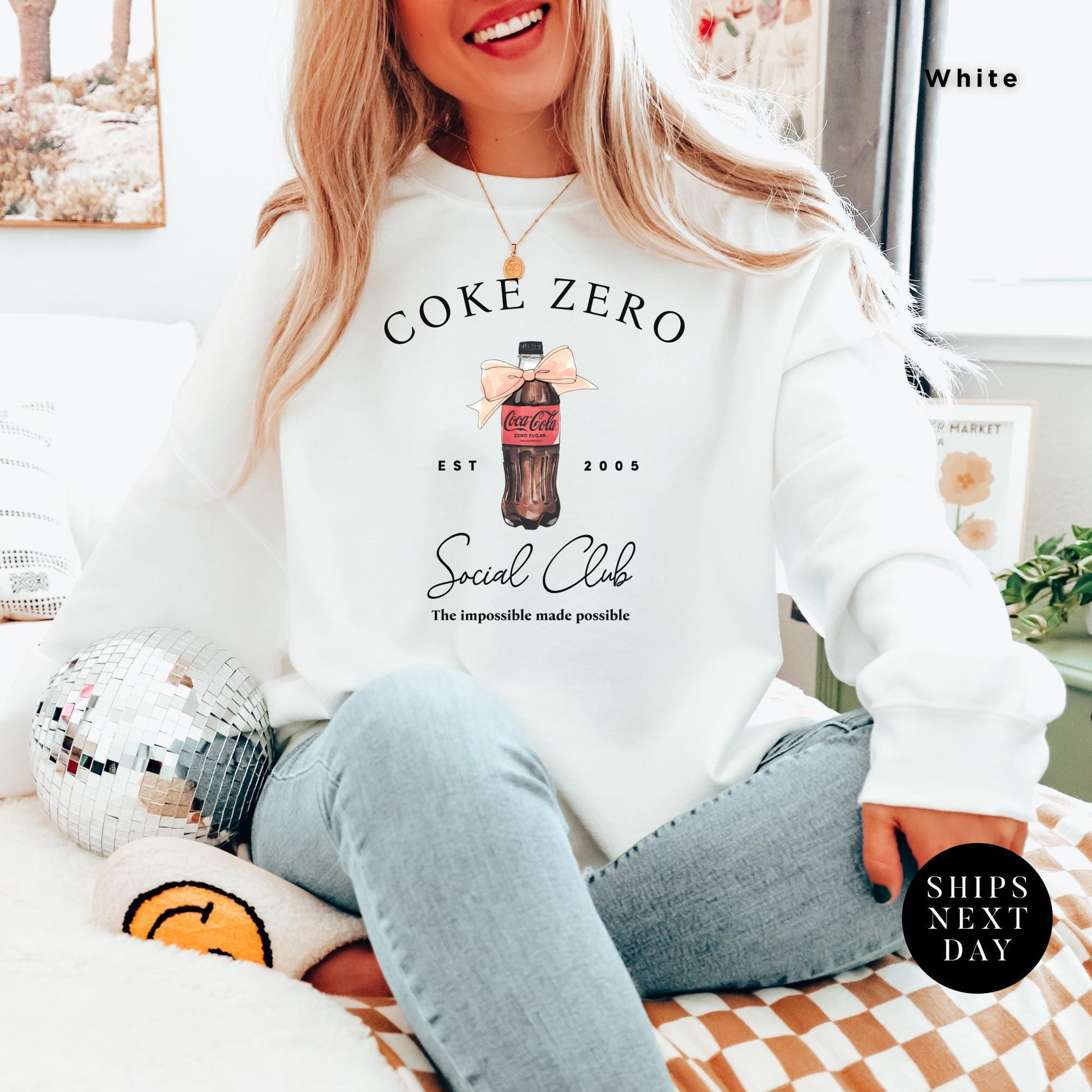 Coke Zero And Bow I need a coke zero sweatshirt Coquette Sweater Pink Bow Soda Crewneck sweatshirt, Diet Coca Cola Shirt, I Need A Diet cola