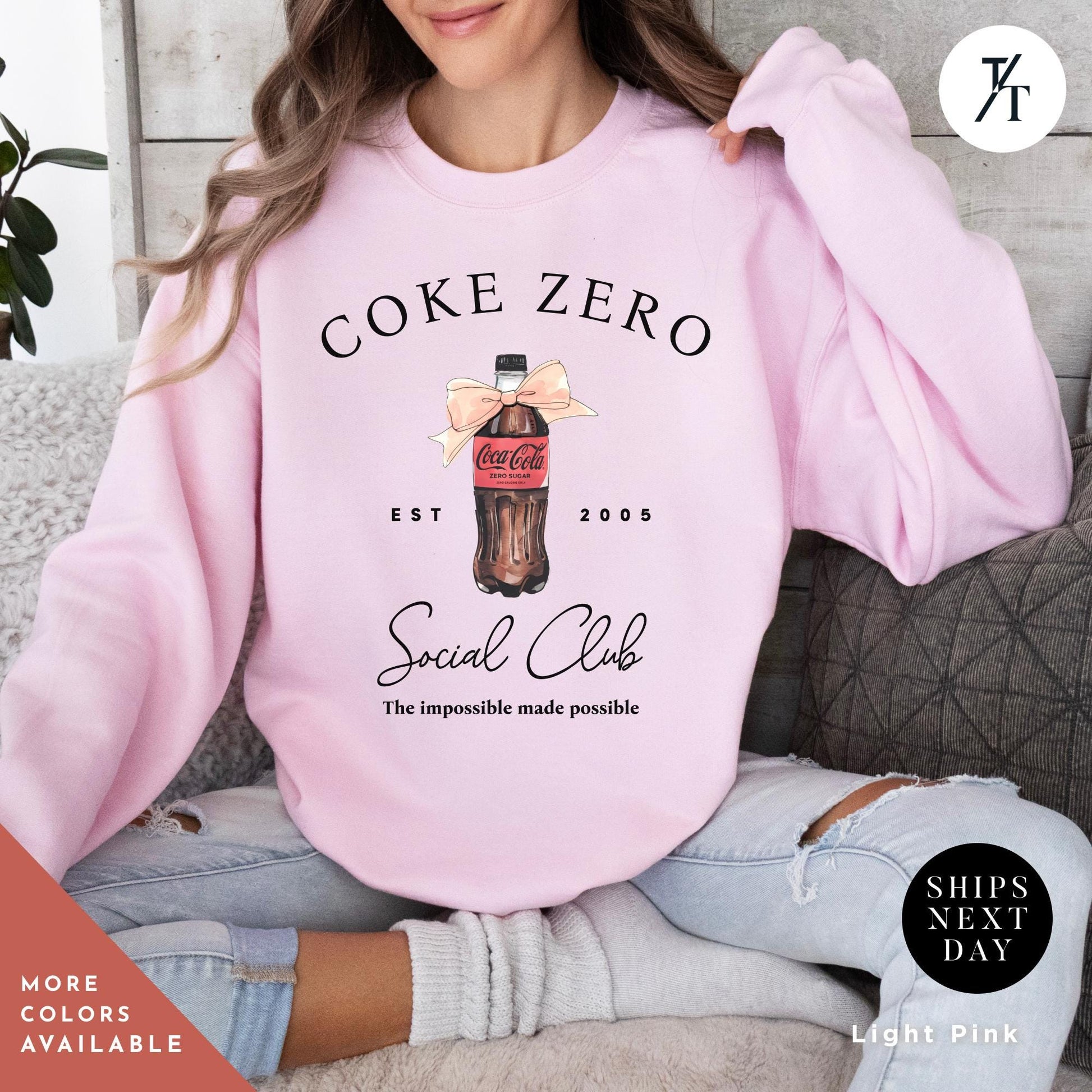 Coke Zero And Bow I need a coke zero sweatshirt Coquette Sweater Pink Bow Soda Crewneck sweatshirt, Diet Coca Cola Shirt, I Need A Diet cola