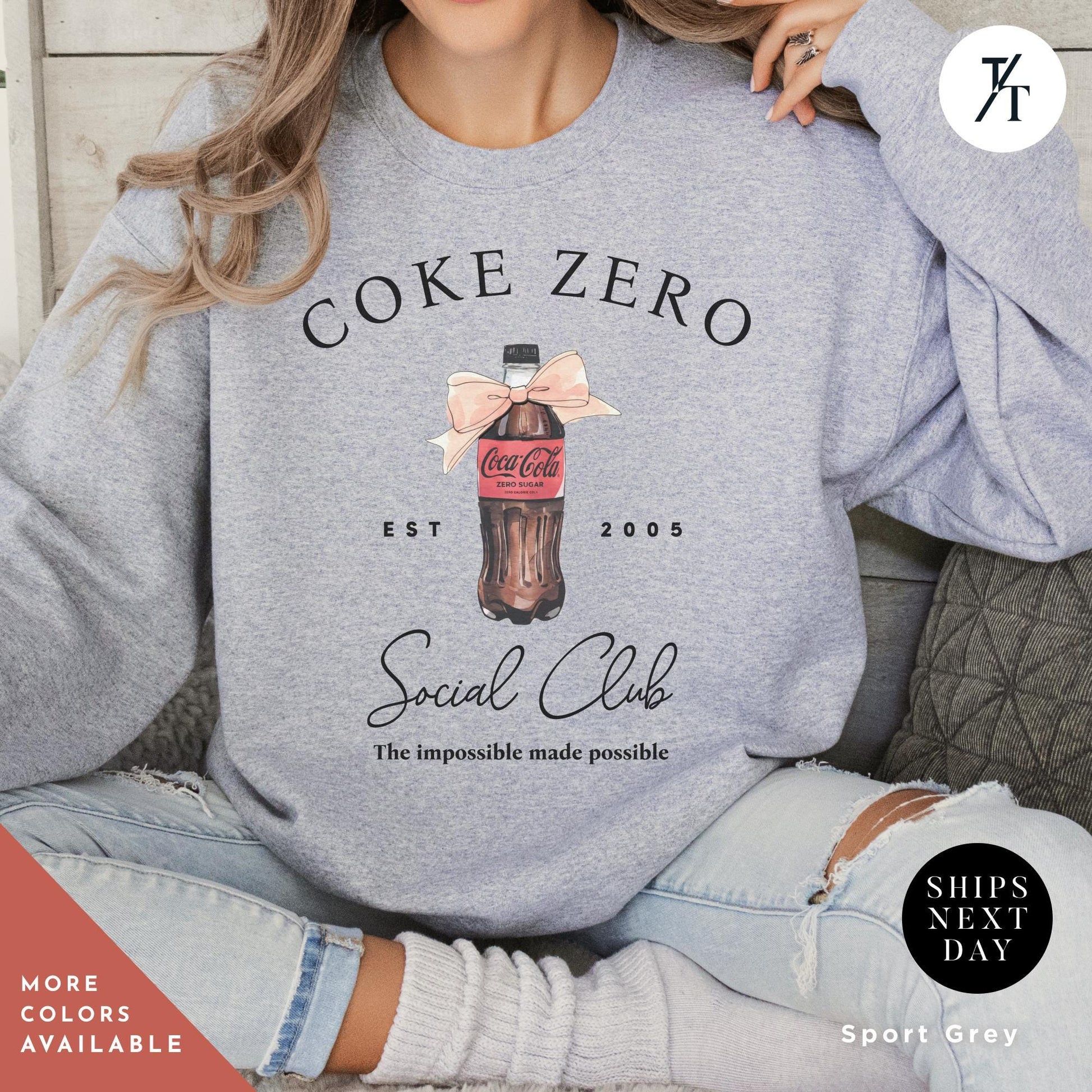 Coke Zero And Bow I need a coke zero sweatshirt Coquette Sweater Pink Bow Soda Crewneck sweatshirt, Diet Coca Cola Shirt, I Need A Diet cola