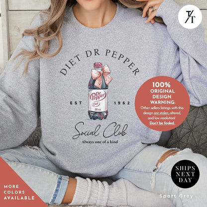 I Need A Diet Dr Pepper sweatshirt, Coquette Bows Soda Lover Sweatshirt, Trendy Soda Tee, Diet Dr Pepper Crewneck, Coca-Cola Soda Lovers Tee