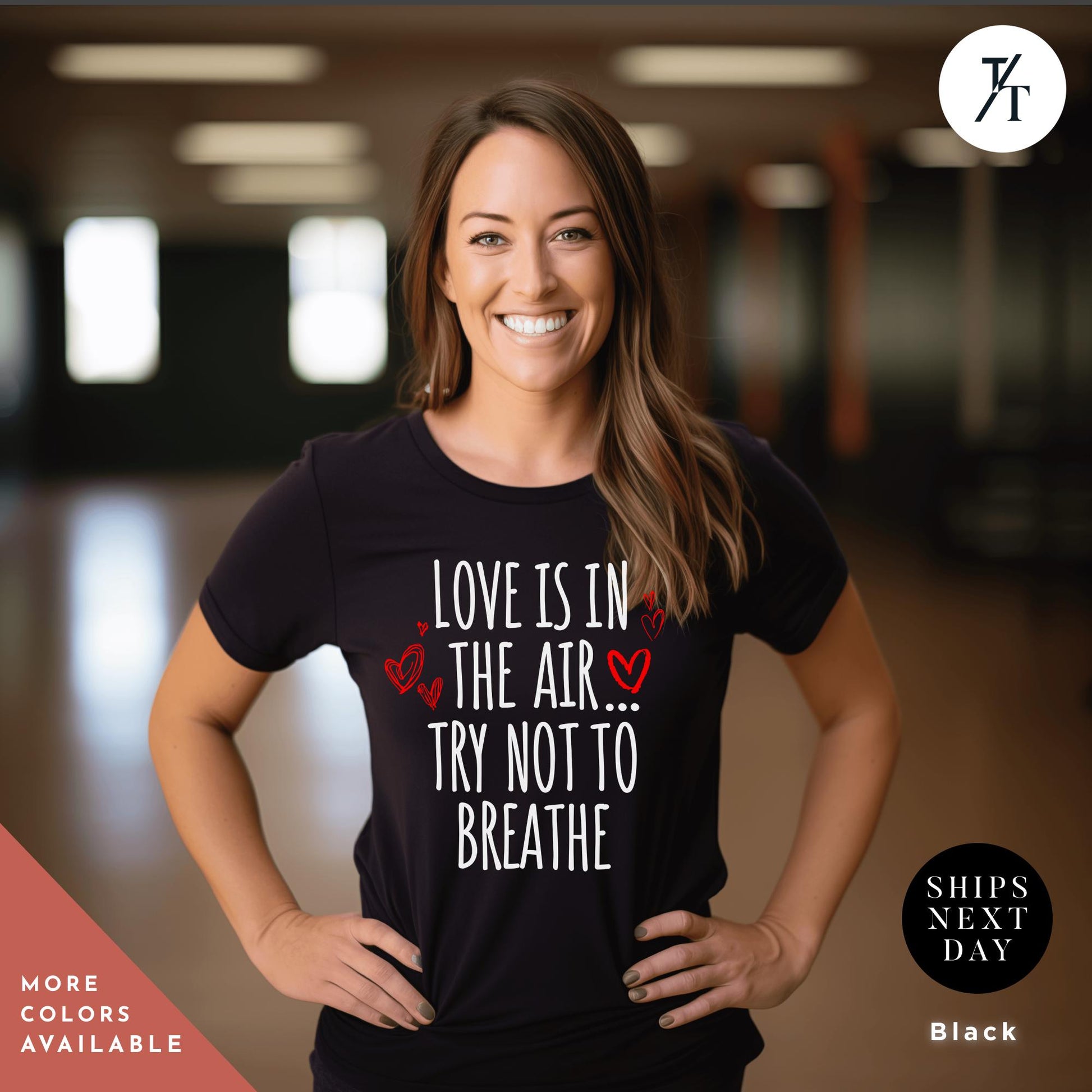 Love is in the air try not to breathe shirt, Funny Valentines Day Shirt | Anti Valentine Gift for women | Cute Tee | Dark Humor for Singles