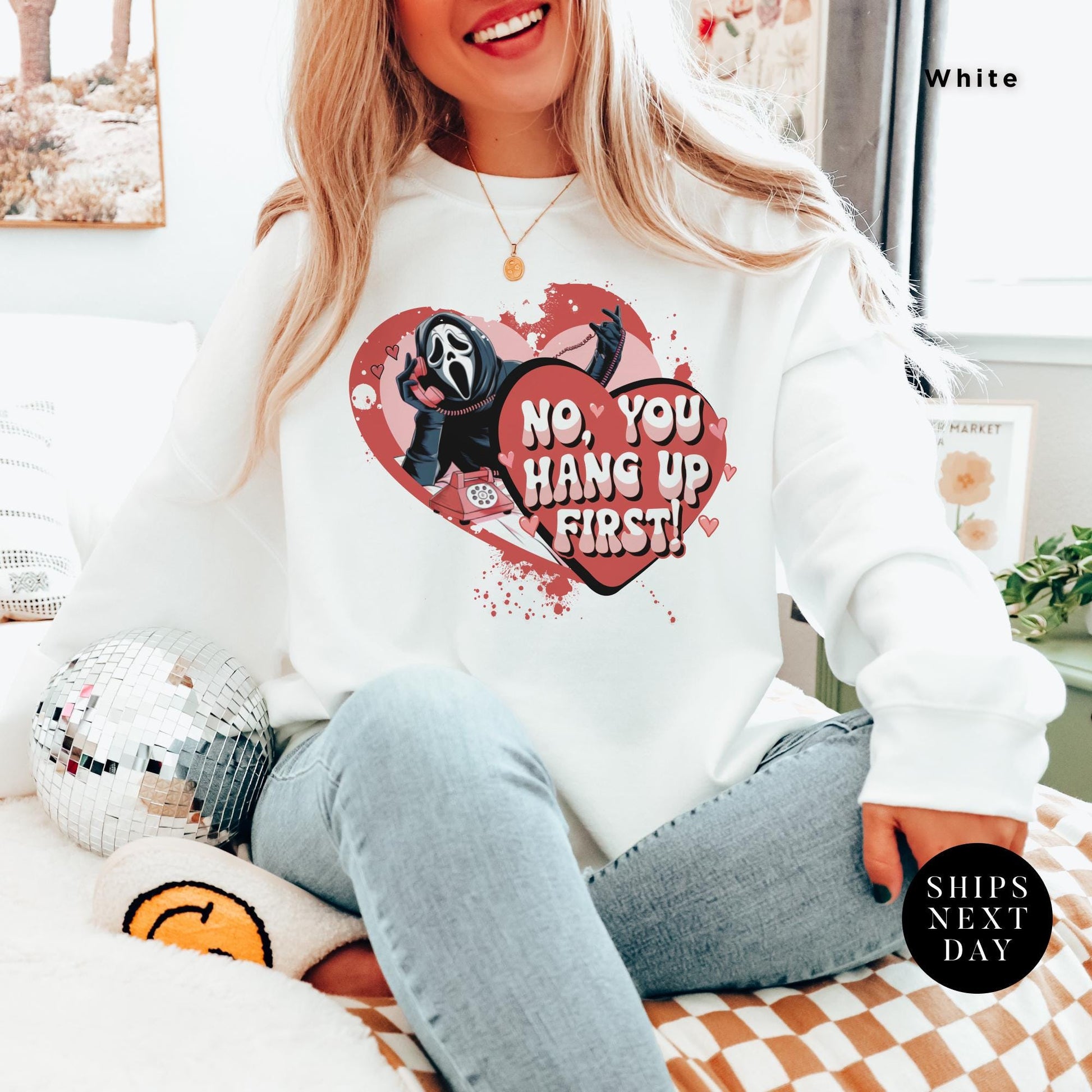 No you hang up scream sweatshirt Ghostface valentines day Shirt, Horror Valentines Ghostface Sweatshirt, Horror Movie Funny Valentines Tee
