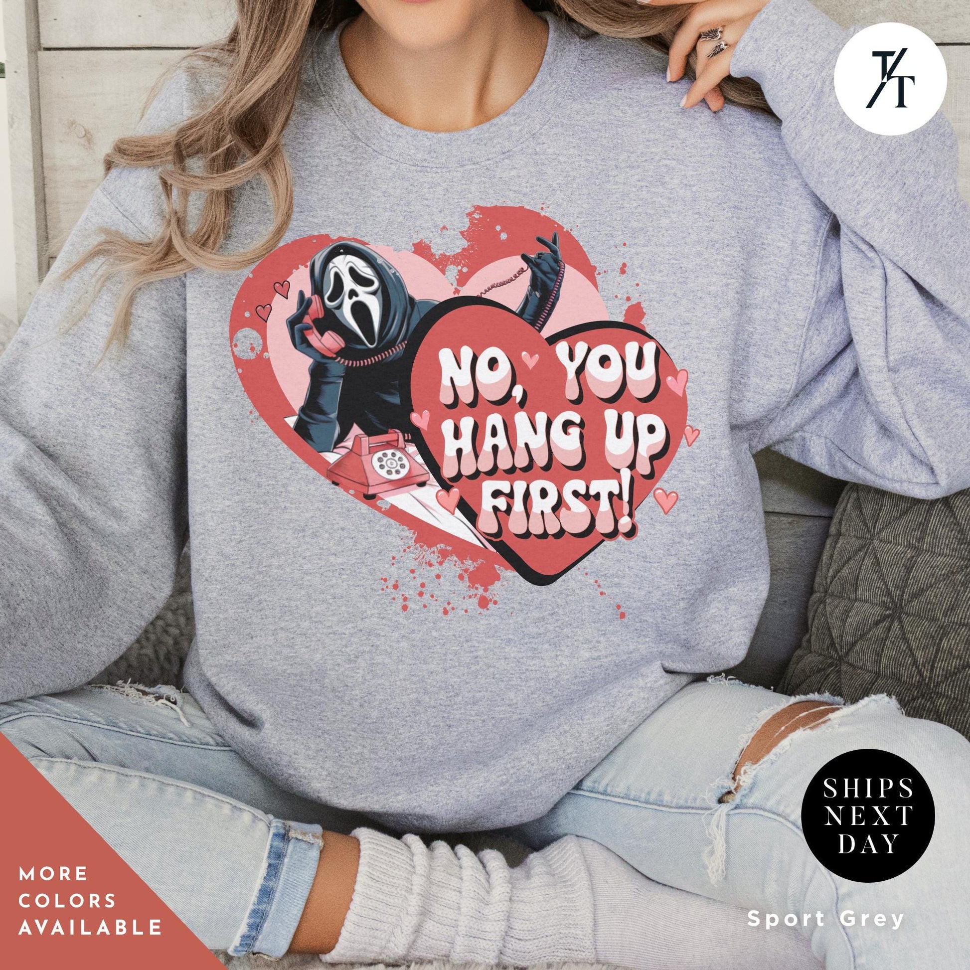 No you hang up scream sweatshirt Ghostface valentines day Shirt, Horror Valentines Ghostface Sweatshirt, Horror Movie Funny Valentines Tee