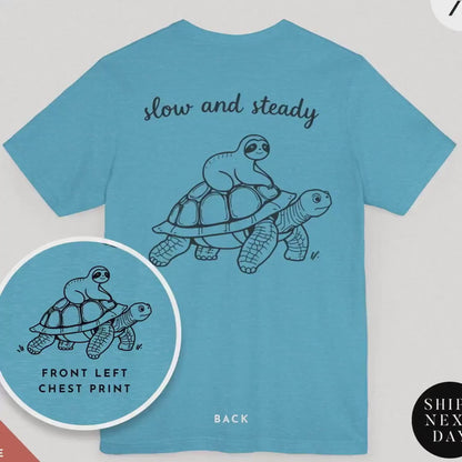Sloth Riding Turtle Shirt, Sloth Lover Gift, Vintage Retro Running Shirt, Funny Animal Lover Tee, Slow and Steady Cute Tortoise tShirt