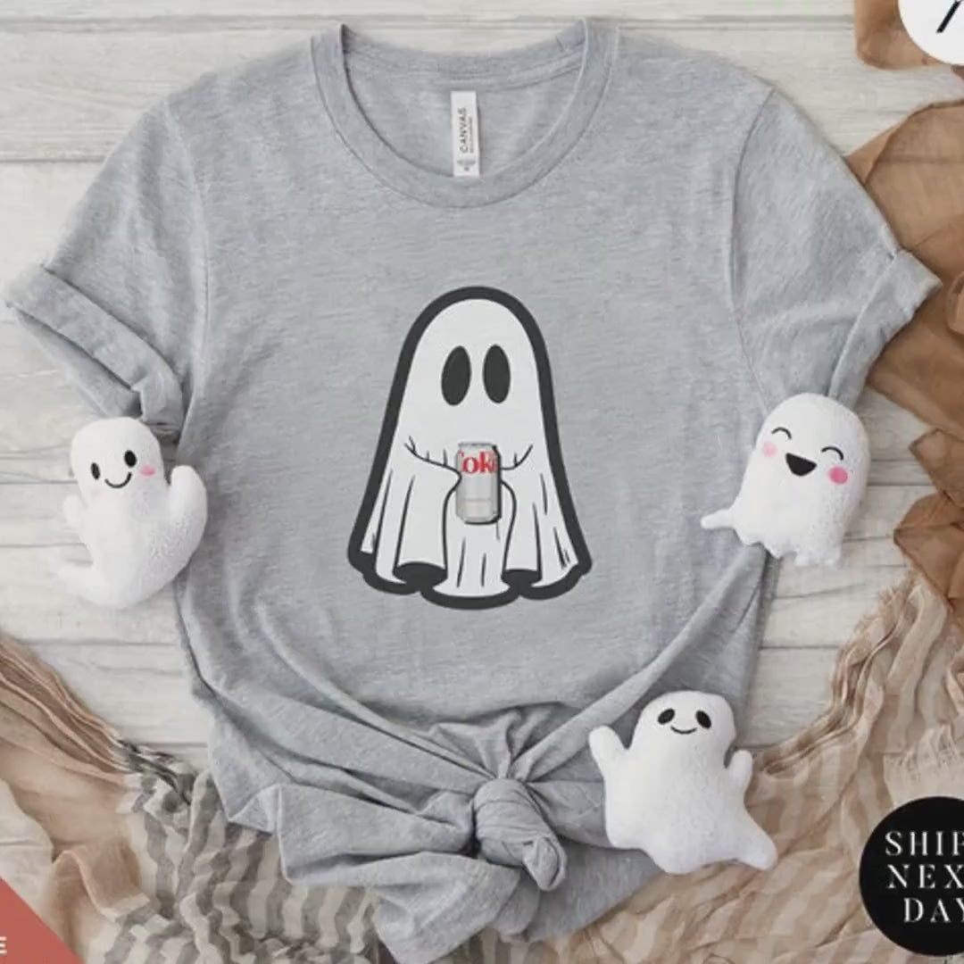 Ghost With Diet Coke Tshirt, Retro Halloween Crewneck, I Need A Diet Coke Sweatshirt Ghost Spooky Season Soda Shirt Ghost Drinking soda tee