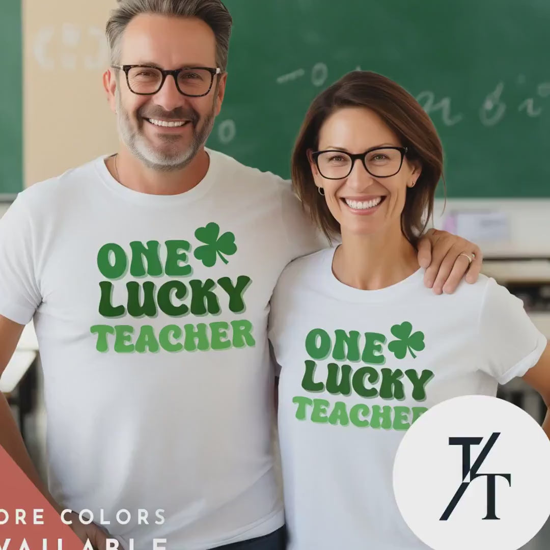St Patricks Day Teacher Shirt, One Lucky Teacher Gift, Retro Shamrock T-Shirt, Funny Classroom Apparel