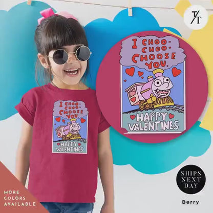I Choo Choo Choose You The Simpsons Valentine Kid Shirt, Youth Valentines Day tee, Funny Children's Simpson's Train Valentines Tee