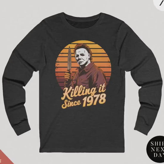 Long Sleeve Retro halloween 1978 t-shirt Michael Myers Shirt 1978 Halloween Movie Party Tee, Vintage John Carpenter, Spooky Season Scary