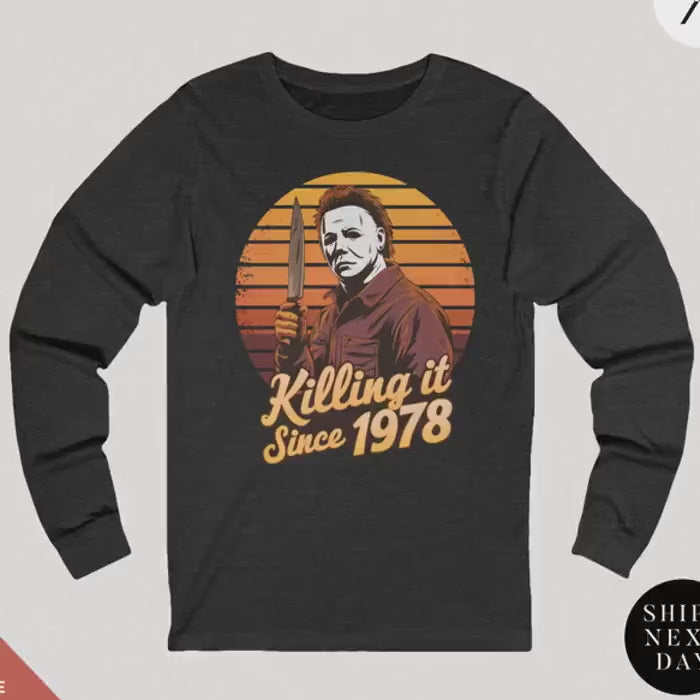 Long Sleeve Retro halloween 1978 t-shirt Michael Myers Shirt 1978 Halloween Movie Party Tee, Vintage John Carpenter, Spooky Season Scary