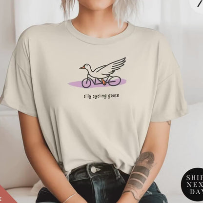 Funny Bicycle Shirt, Silly Goose Tshirt, Bicycle Lover Shirt, Cyclist Gift, Mountain Biker Gift, Womens Biking tee, Funny Goose tshirt