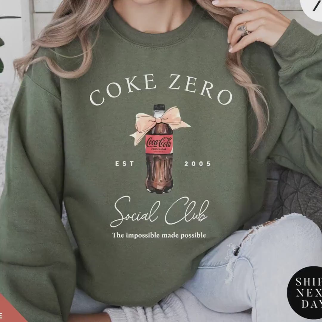 Coke Zero And Bow I need a coke zero sweatshirt Coquette Sweater Pink Bow Soda Crewneck sweatshirt, Diet Coca Cola Shirt, I Need A Diet cola