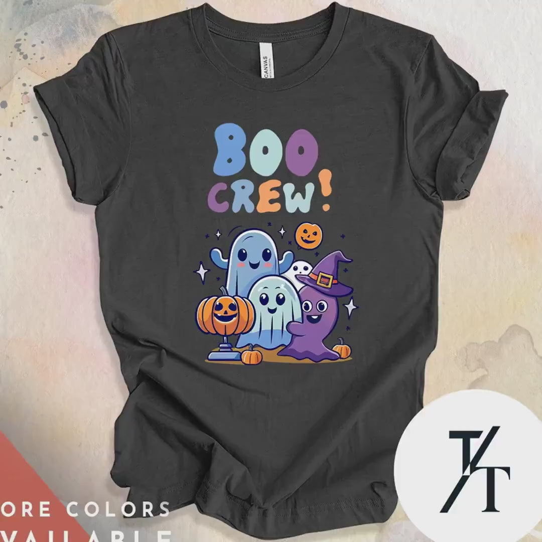 Boo Crew Ghost Halloween T-shirt, Hey Boo Shirt, Spooky Season Top, Creep It Real Tee, Retro Women's Clothing, cute, Pastel Halloween